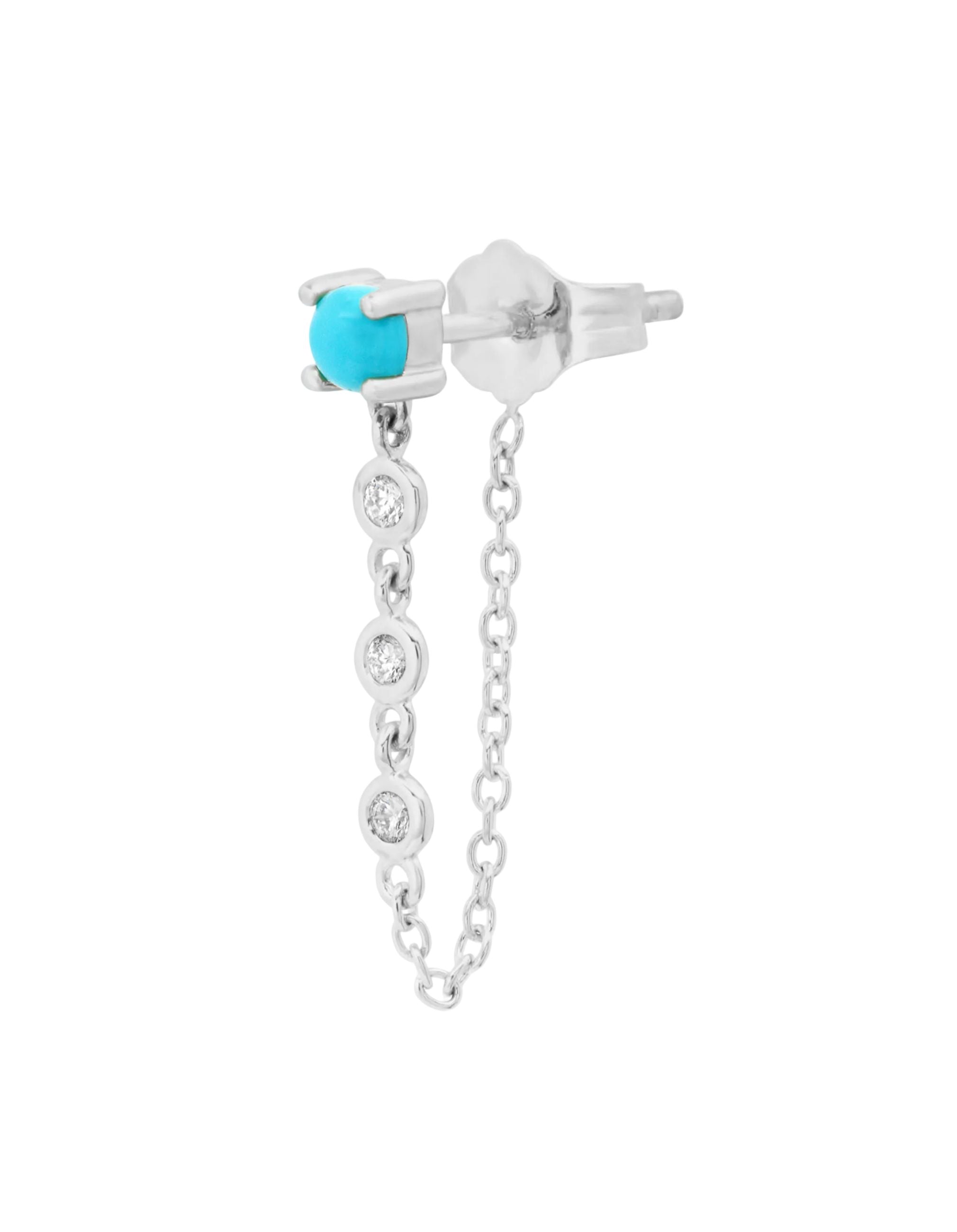 Gemstone Stud with Diamond Chain