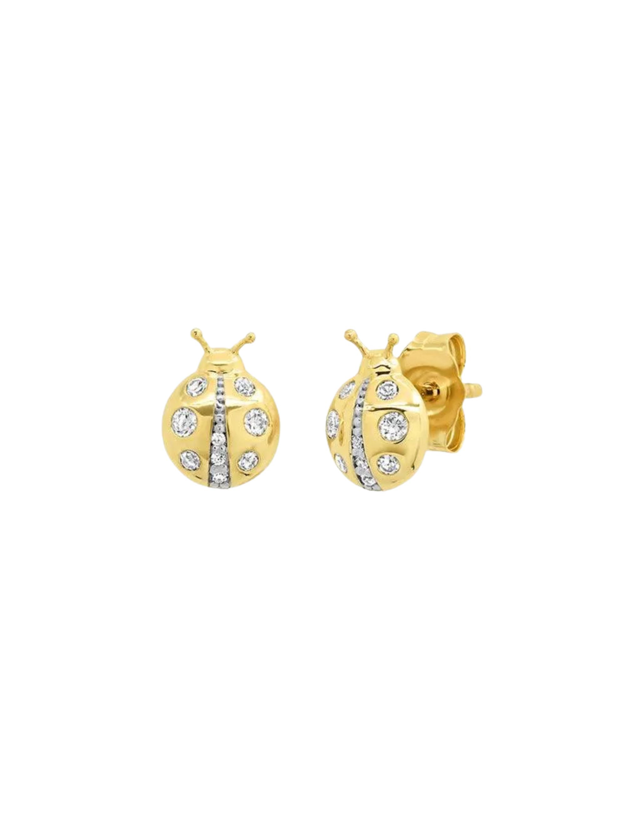 Diamond Ladybug Studs