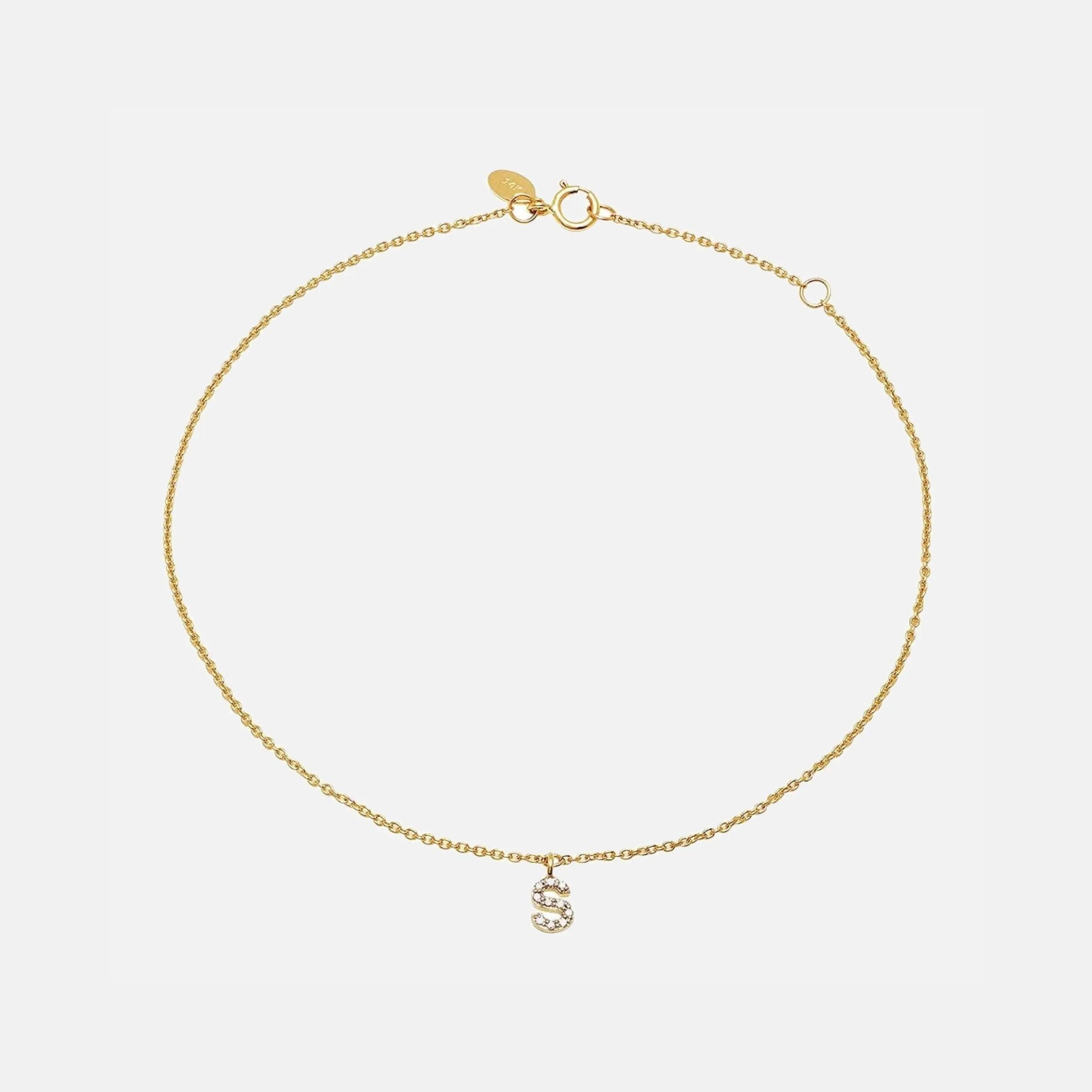 Diamond Mini Initial Anklet by Eriness - At Present Jewelry