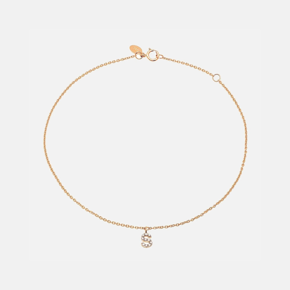 Diamond Mini Initial Anklet by Eriness - At Present Jewelry
