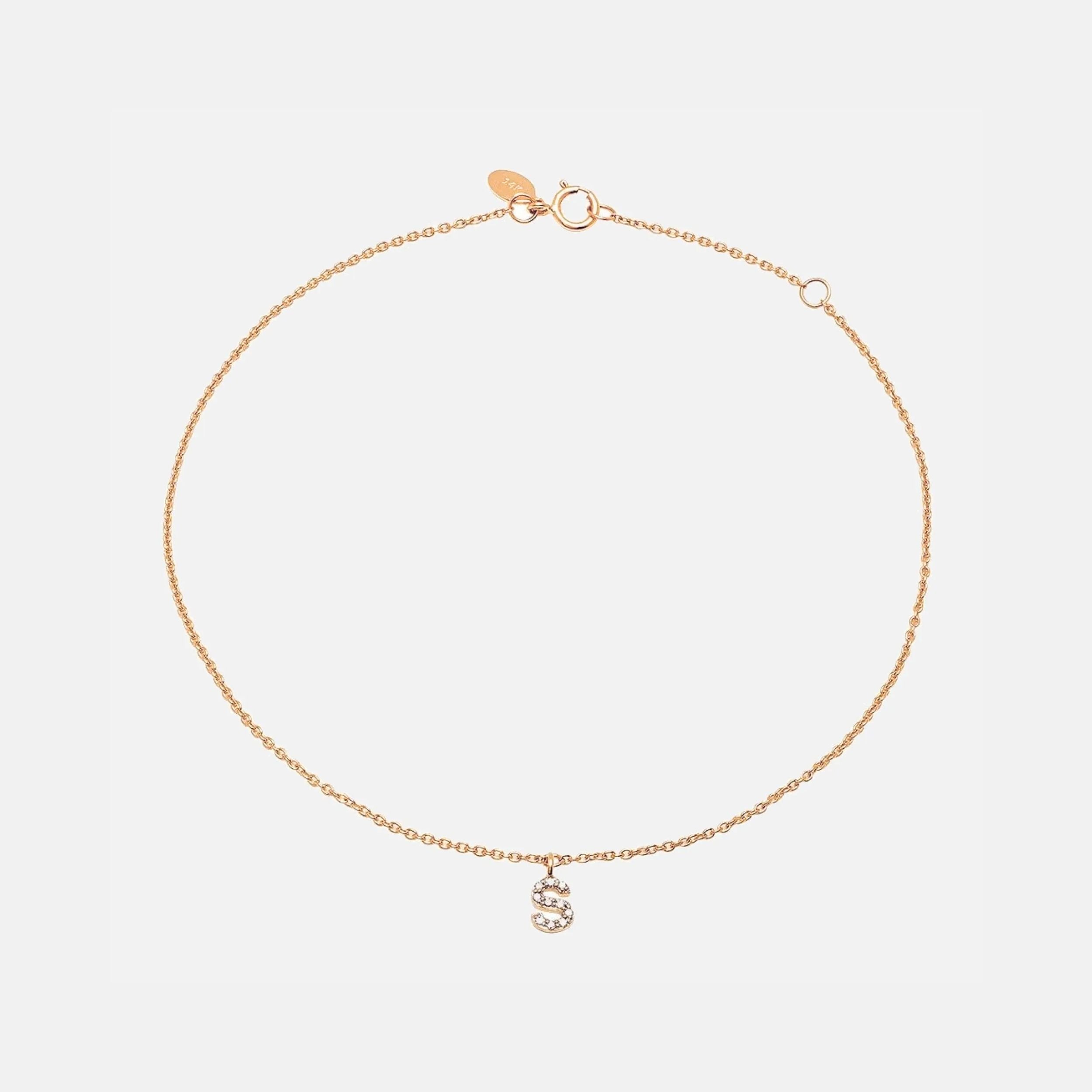 Diamond Mini Initial Anklet by Eriness - At Present Jewelry