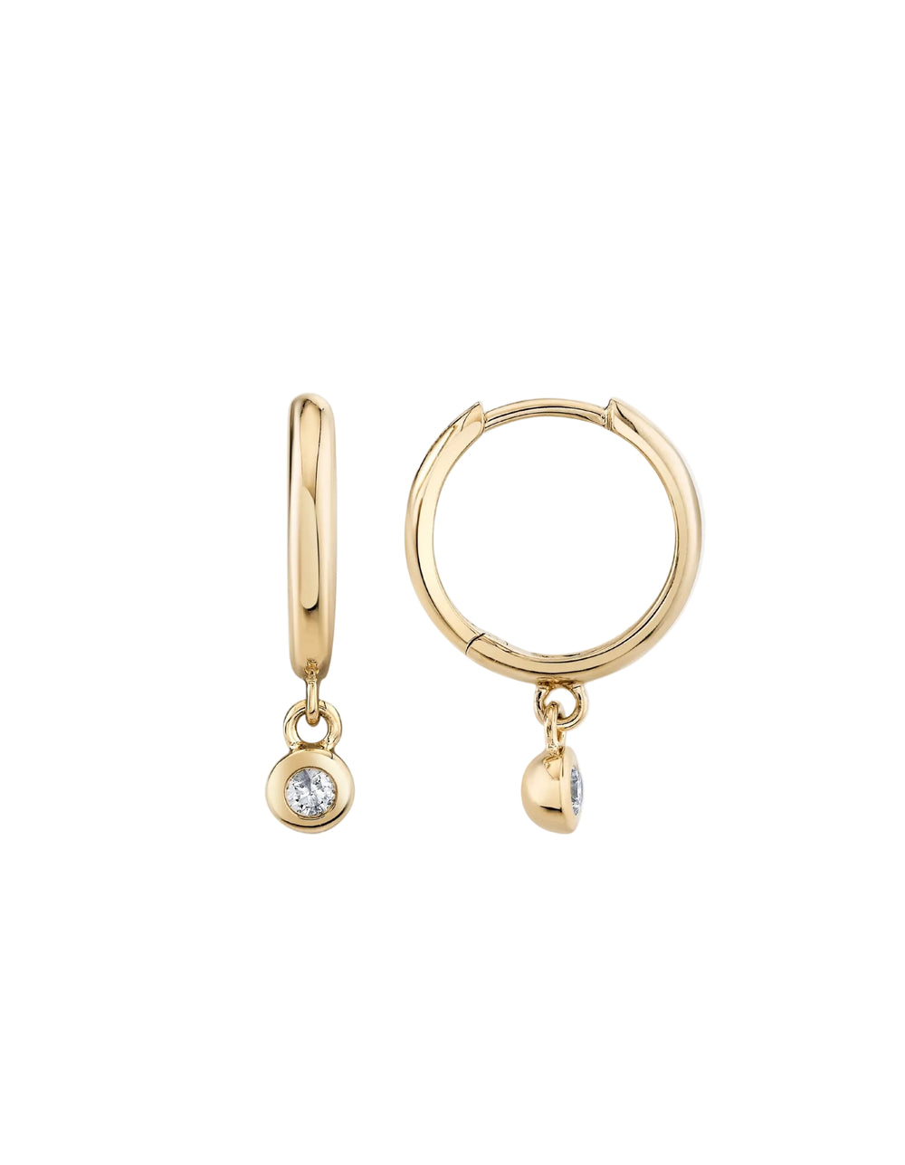 Single Diamond Raindrop Huggies - At Present Jewelry