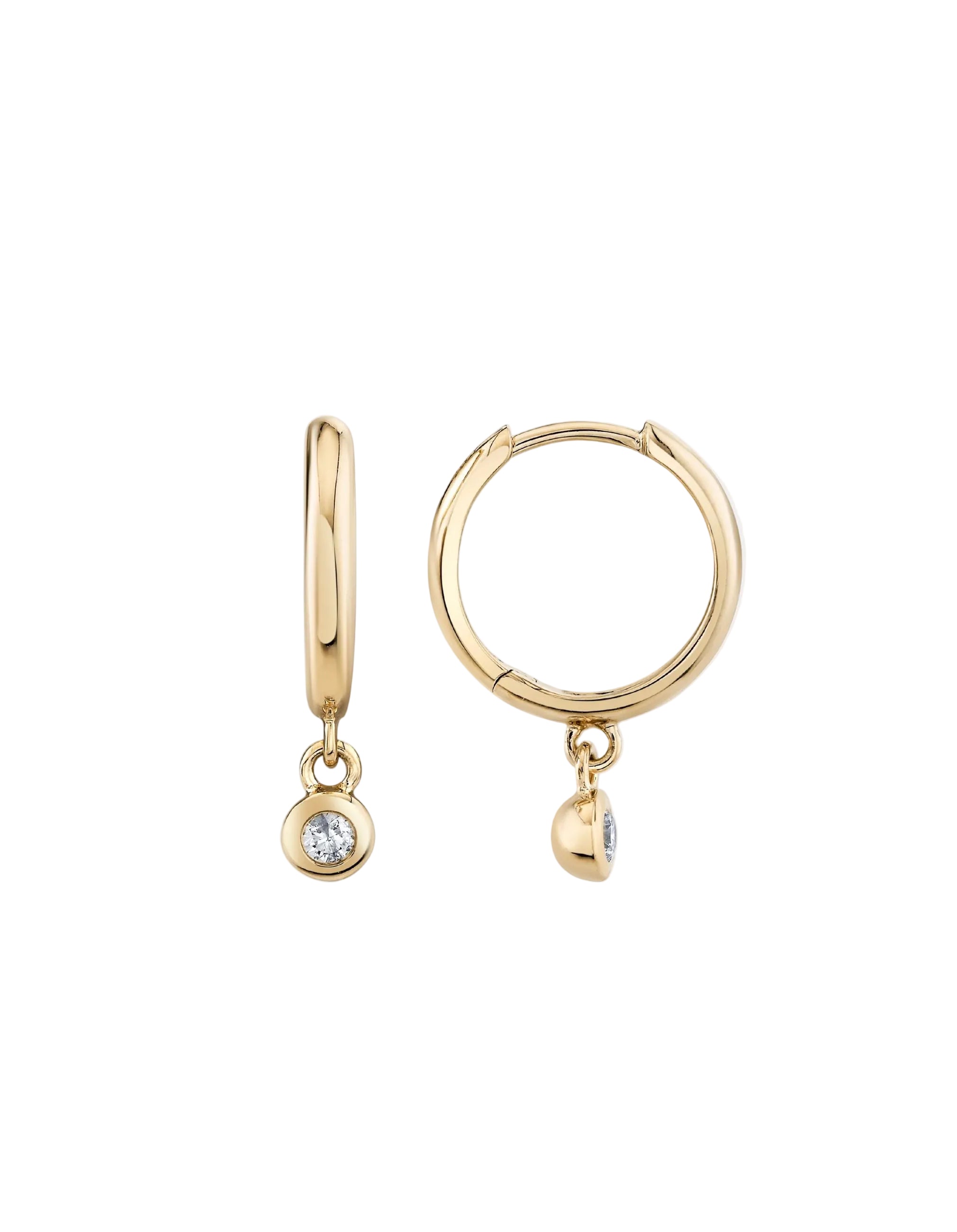 Single Diamond Raindrop Huggies - At Present Jewelry