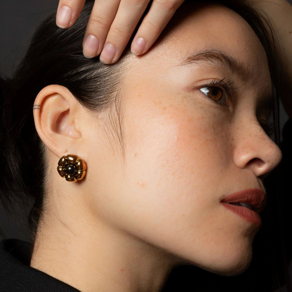 Gold Flumed Flower Earrings