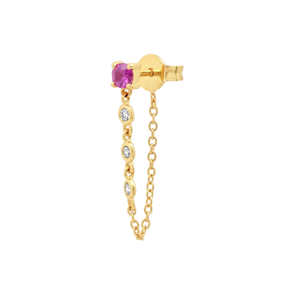 Gemstone Stud with Diamond Chain by Eriness - At Present Jewelry