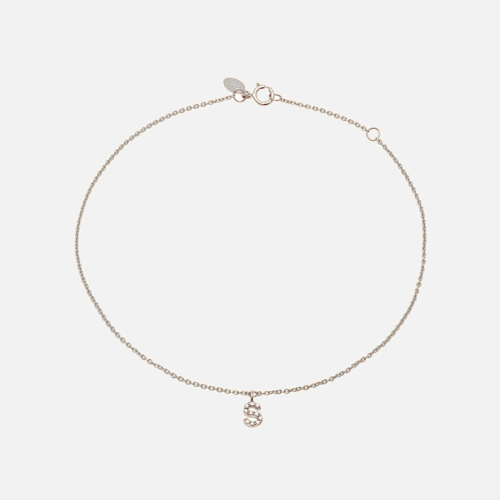 Diamond Mini Initial Anklet by Eriness - At Present Jewelry