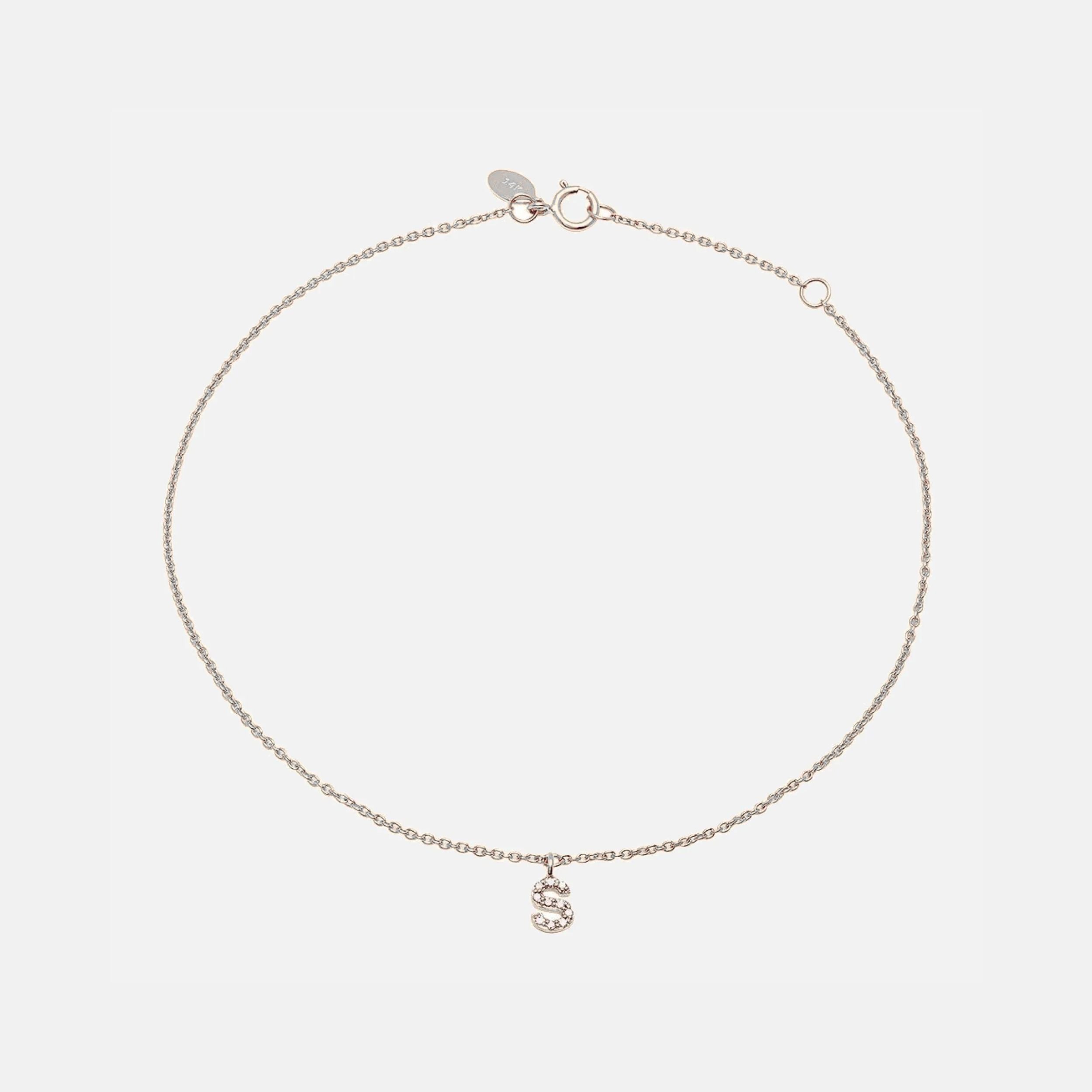 Diamond Mini Initial Anklet by Eriness - At Present Jewelry