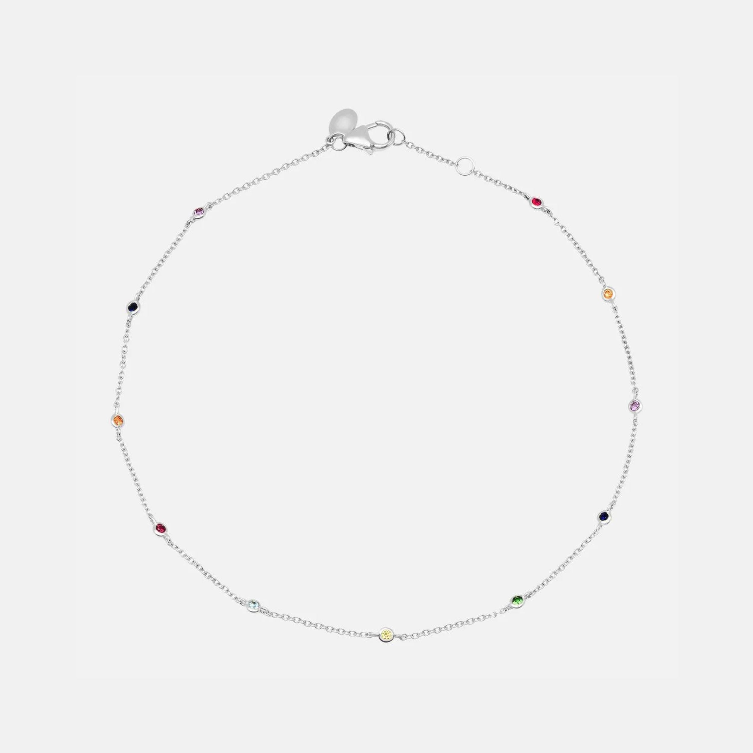 Rainbow Bezel Set Anklet by Eriness - At Present Jewelry