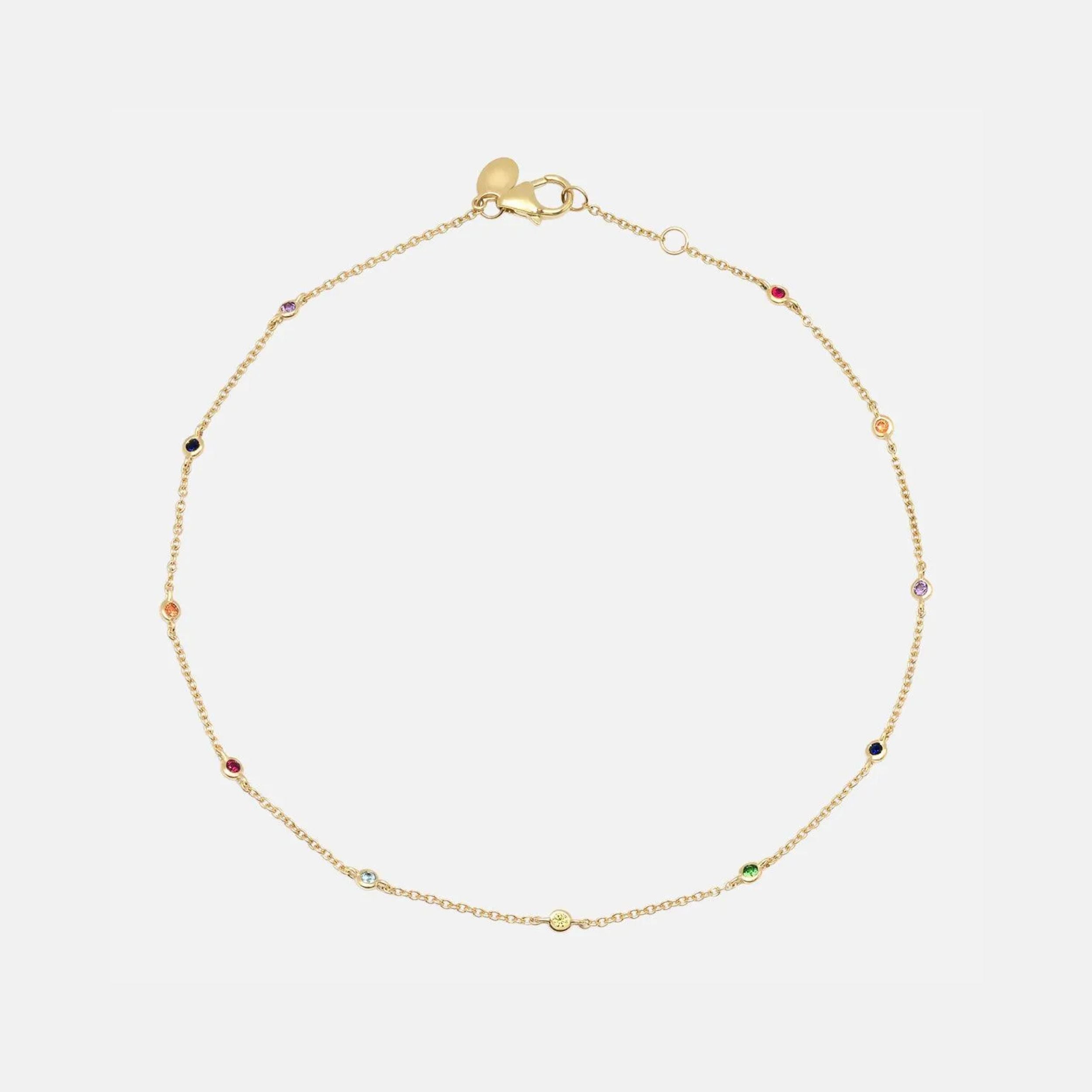 Rainbow Bezel Set Anklet by Eriness - At Present Jewelry