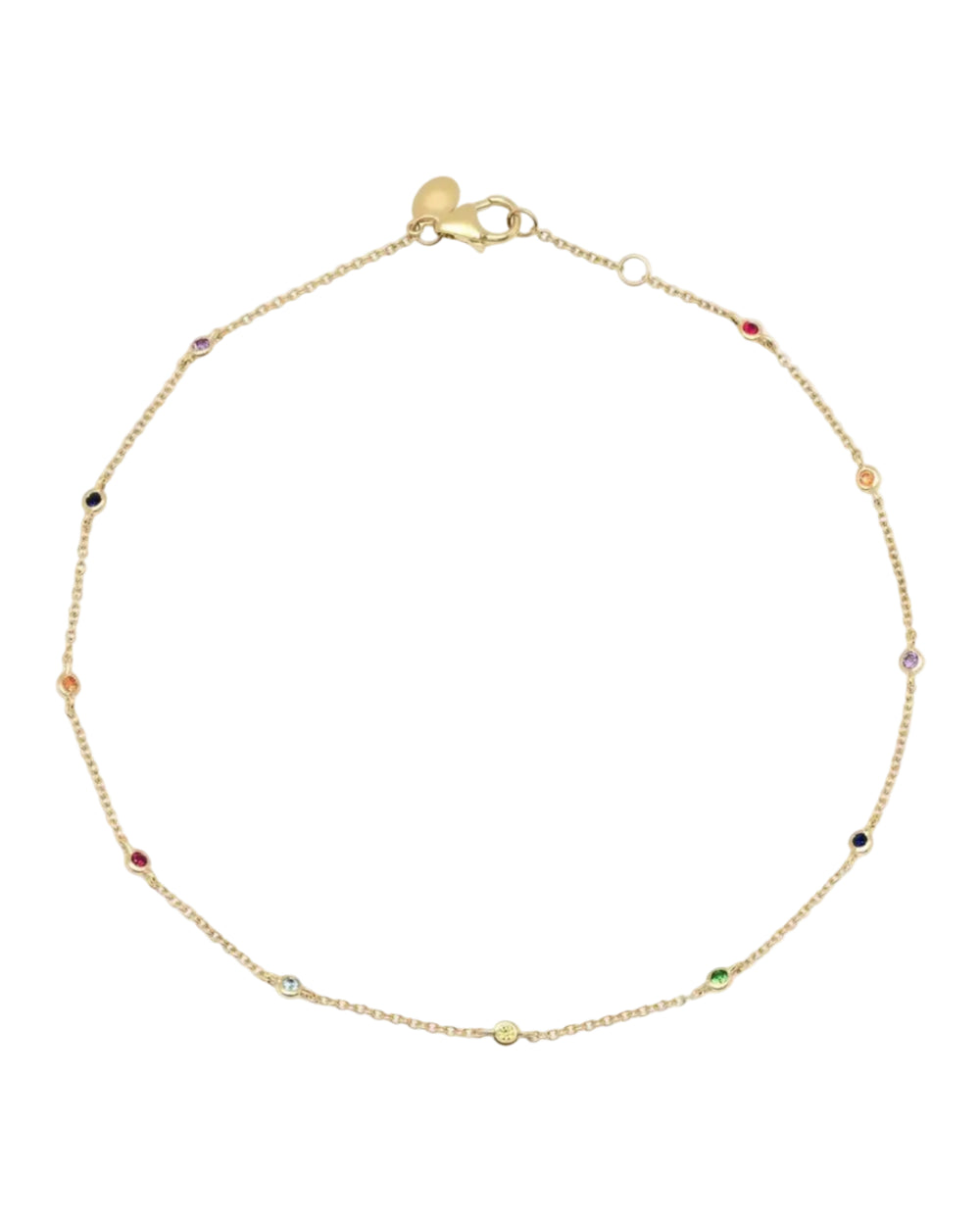 Rainbow Bezel Set Anklet by Eriness - At Present Jewelry