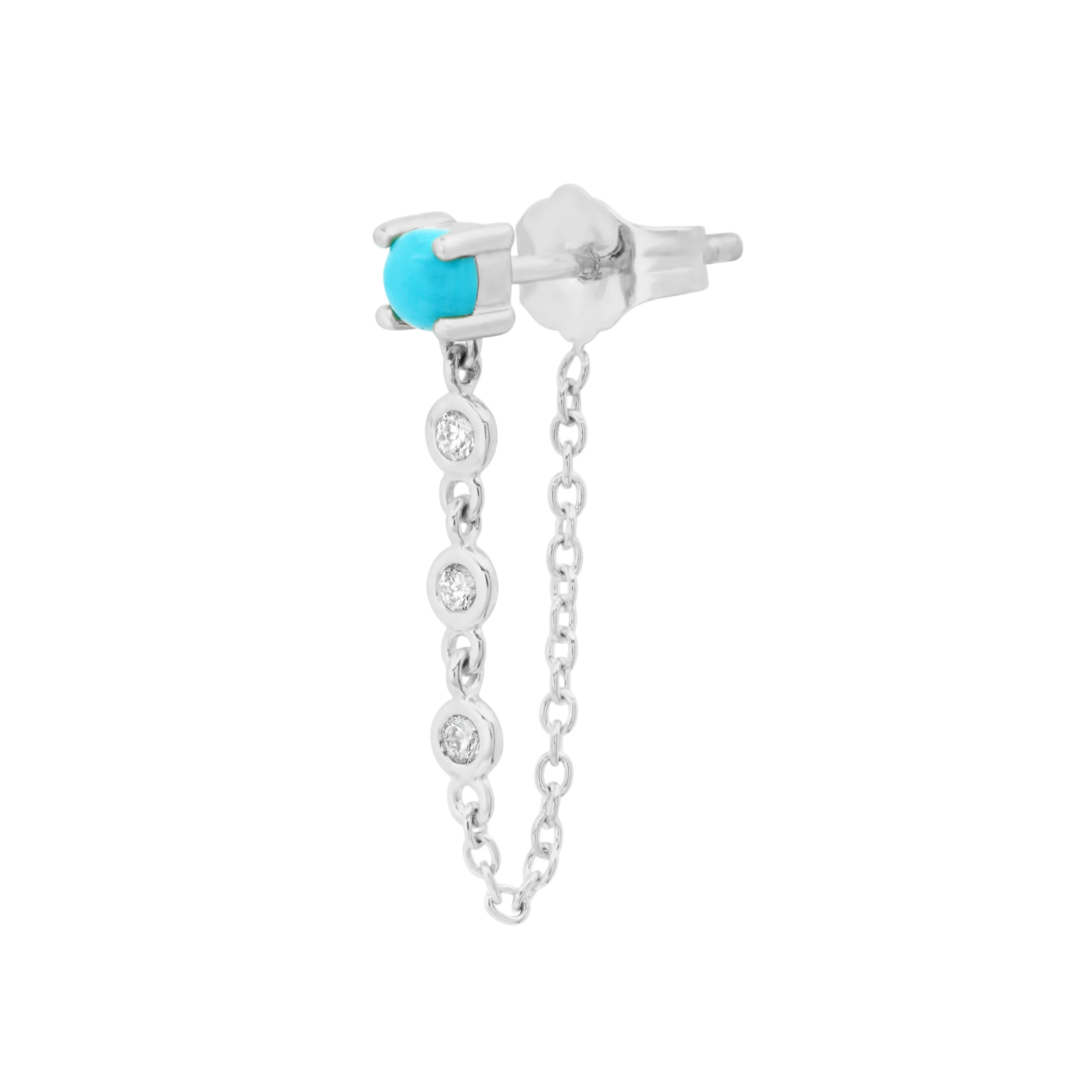 Gemstone Stud with Diamond Chain by Eriness - At Present Jewelry