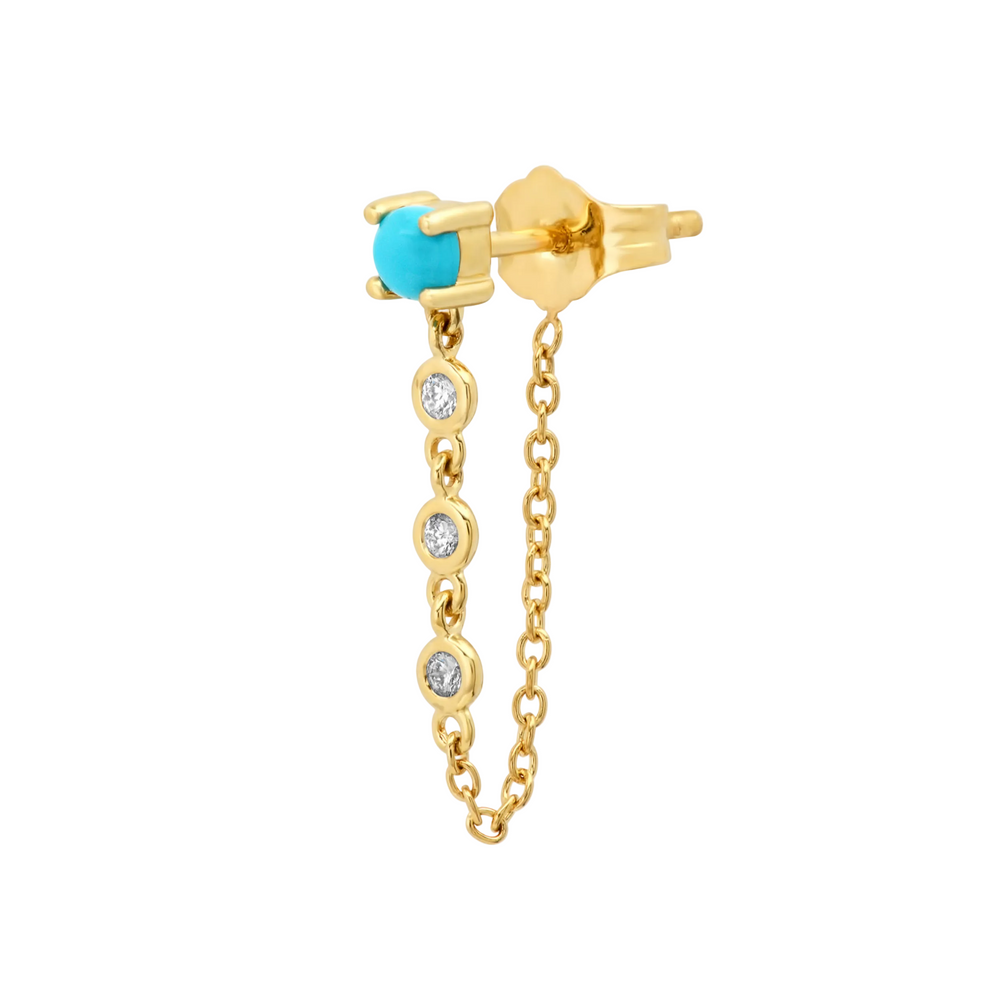 Gemstone Stud with Diamond Chain by Eriness - At Present Jewelry