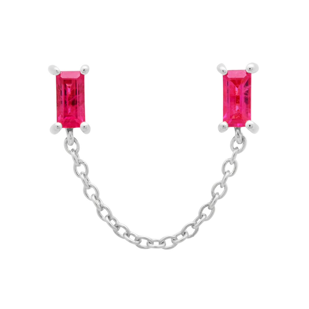 Gemstone Baguette Chain Stud by Eriness - At Present Jewelry