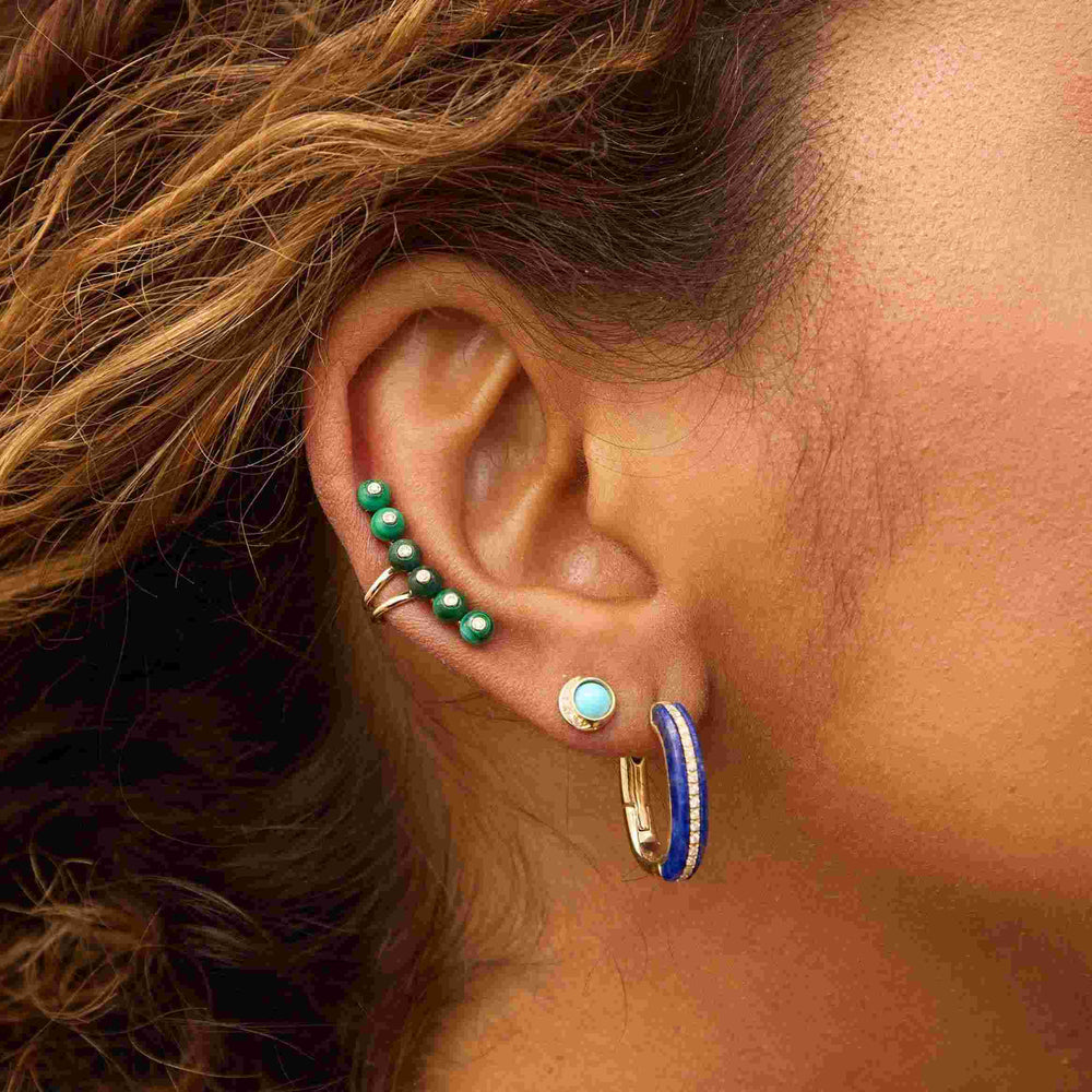 Stoned Elongated Huggie by Eden Presley - At Present Jewelry