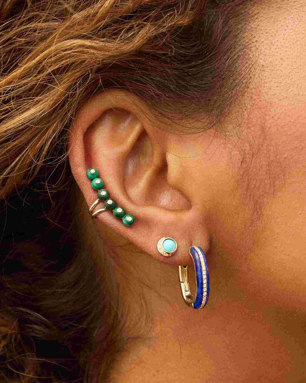 Stoned Elongated Huggie by Eden Presley - At Present Jewelry