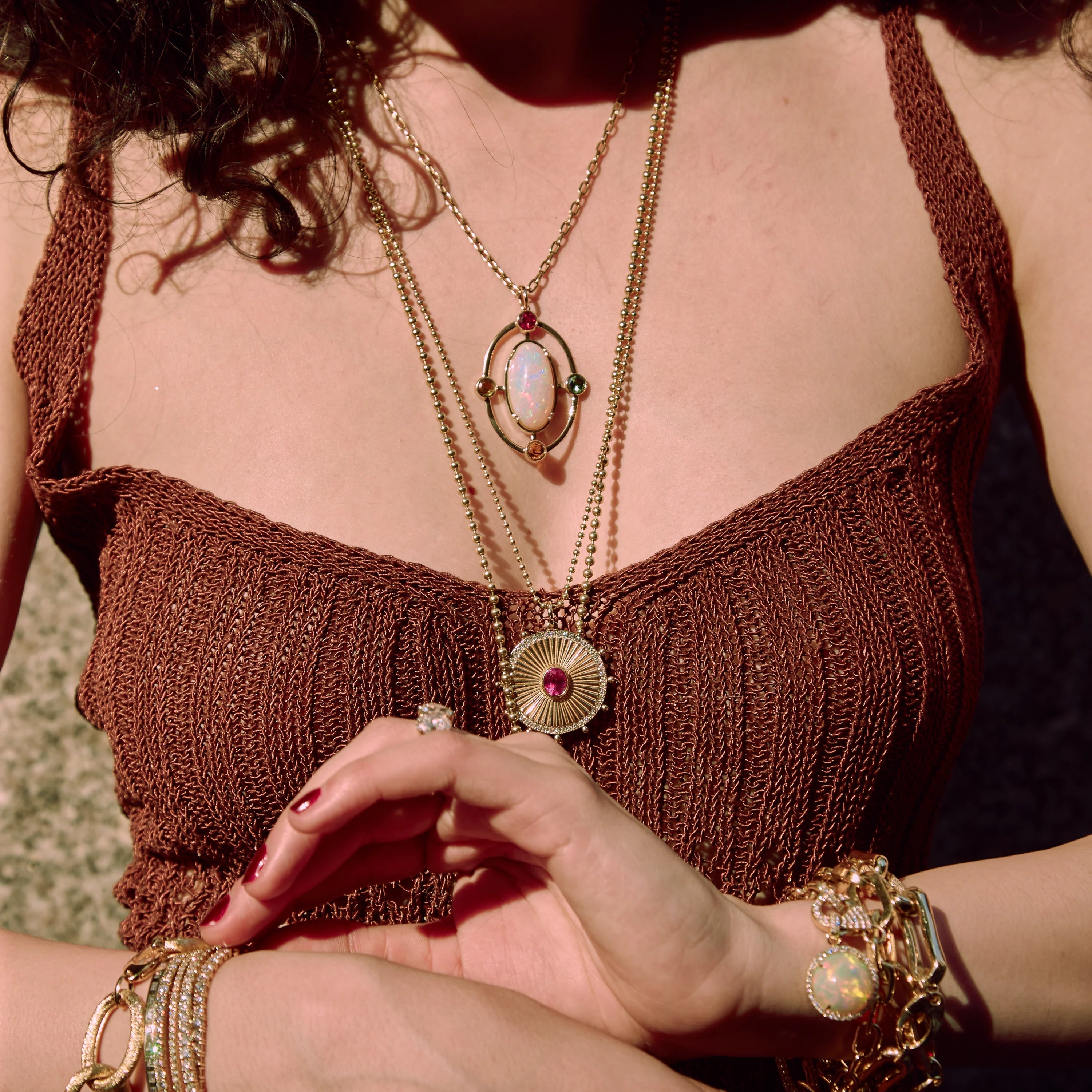 Celestine Opal and Multi Tourmaline Pendant by Lionheart - At Present Jewelry