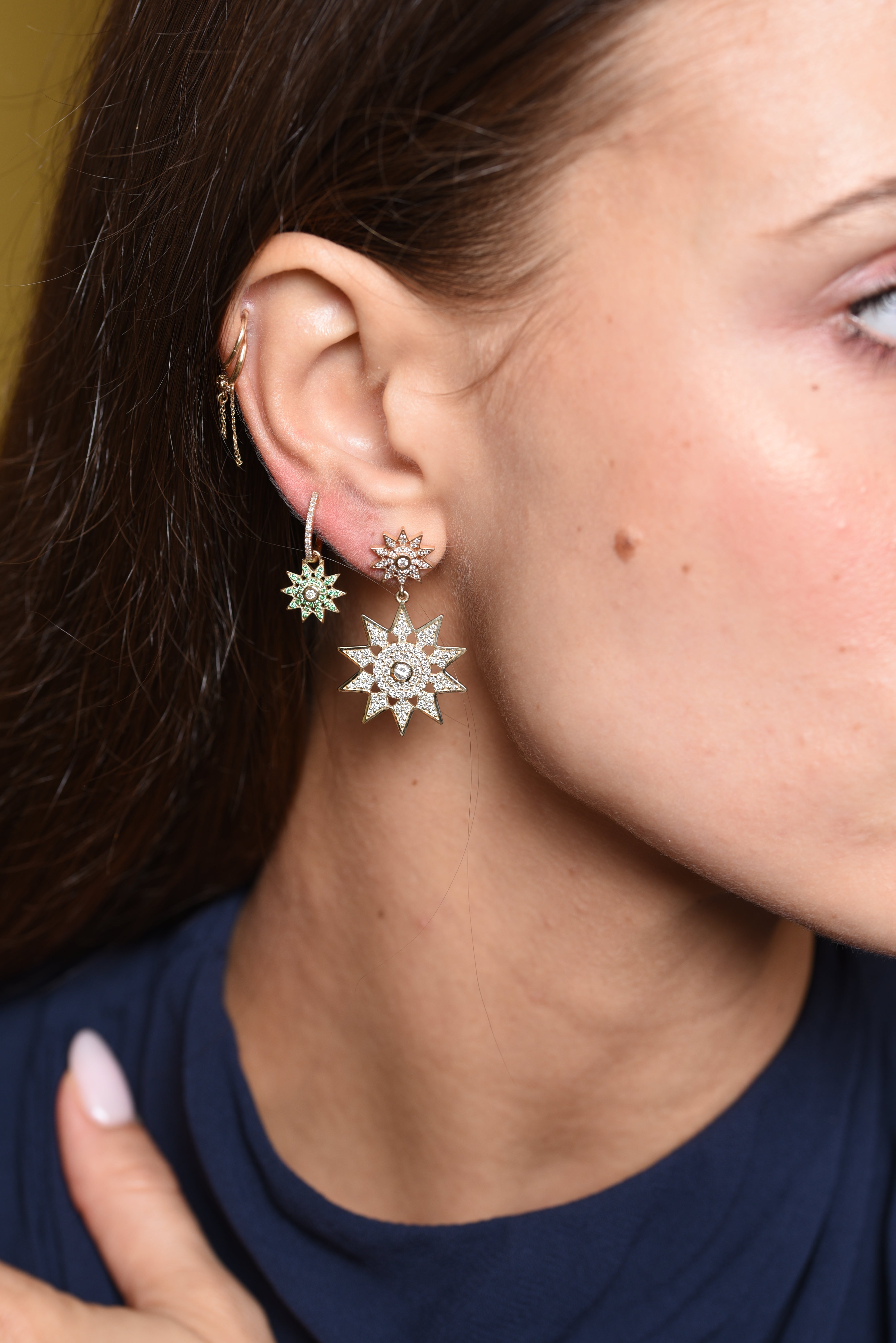 Lumière Emerald Star Dangle Earrings by Lionheart - At Present Jewelry