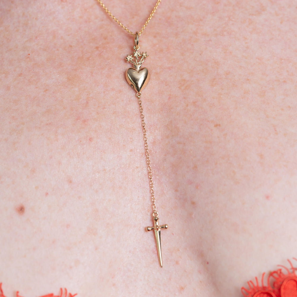 Sacred Heart Drop Pendant by Talon Jewelry - At Present Jewelry