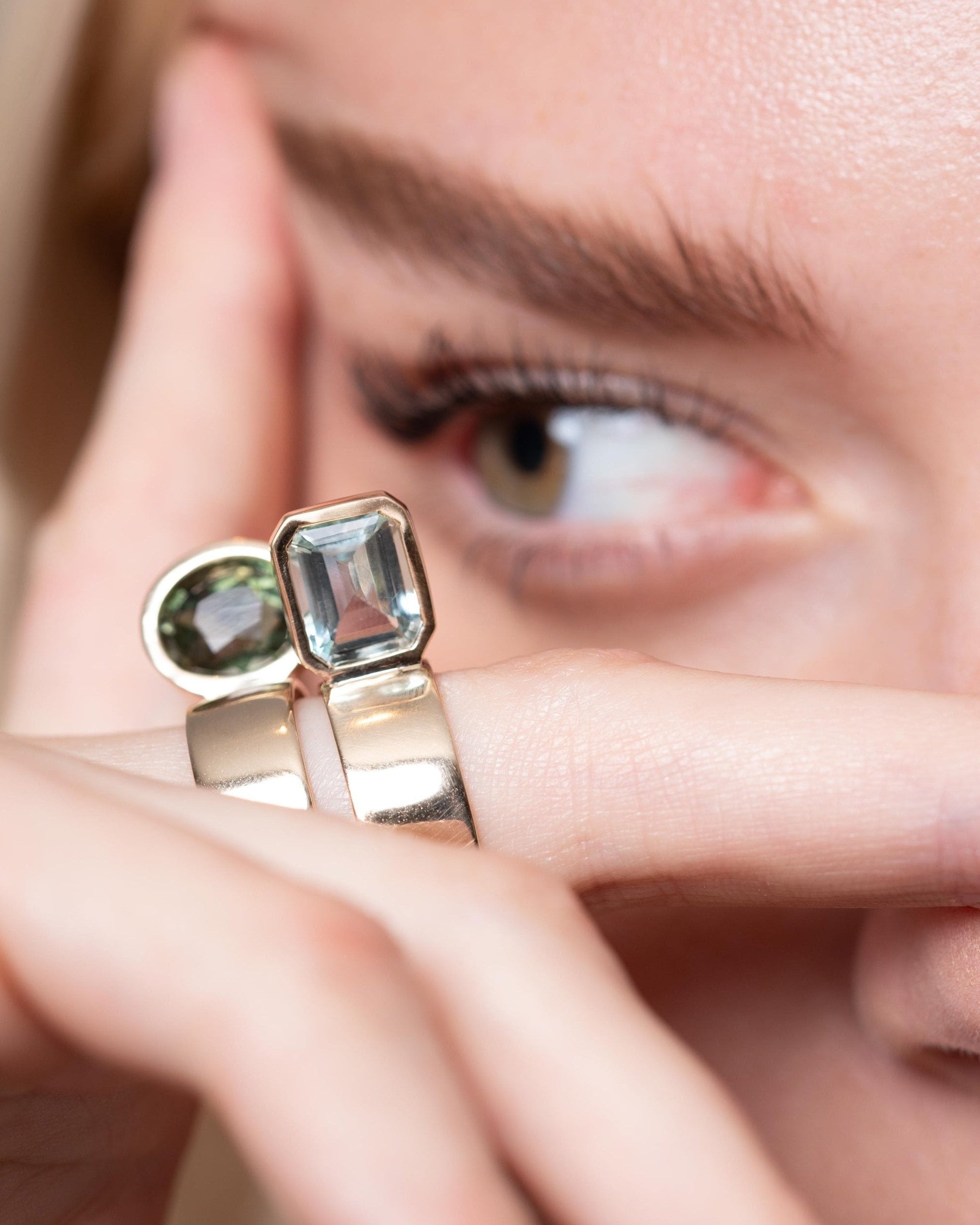 Perched Setting Ring with Aquamarine by Leslie Paige Jewelry - At Present Jewelry