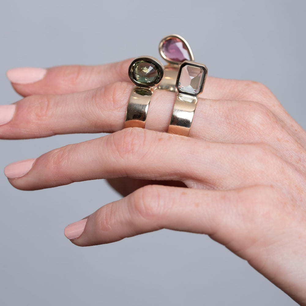 Perched Setting Ring with Green Tourmaline by Leslie Paige Jewelry - At Present Jewelry