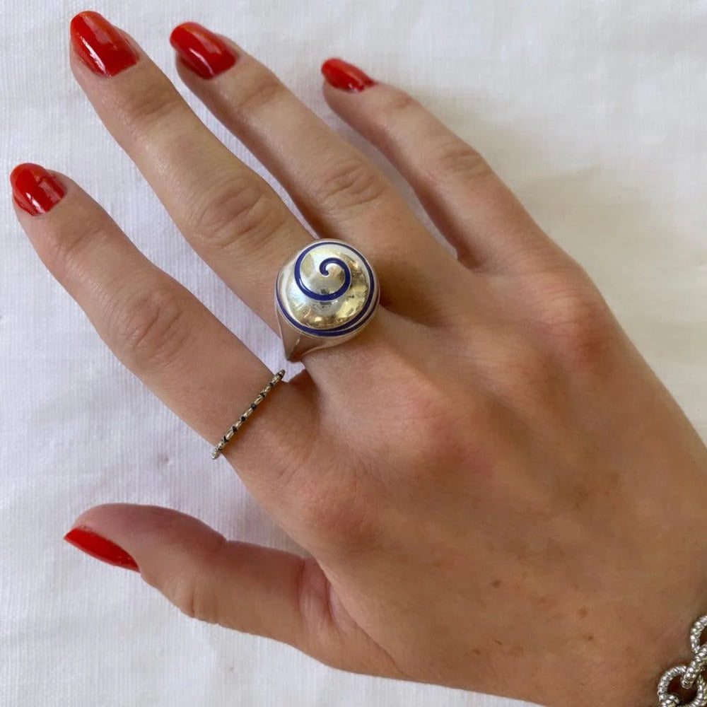 Swirl Pillbox Ring, Silver by Monbouquette - At Present Jewelry