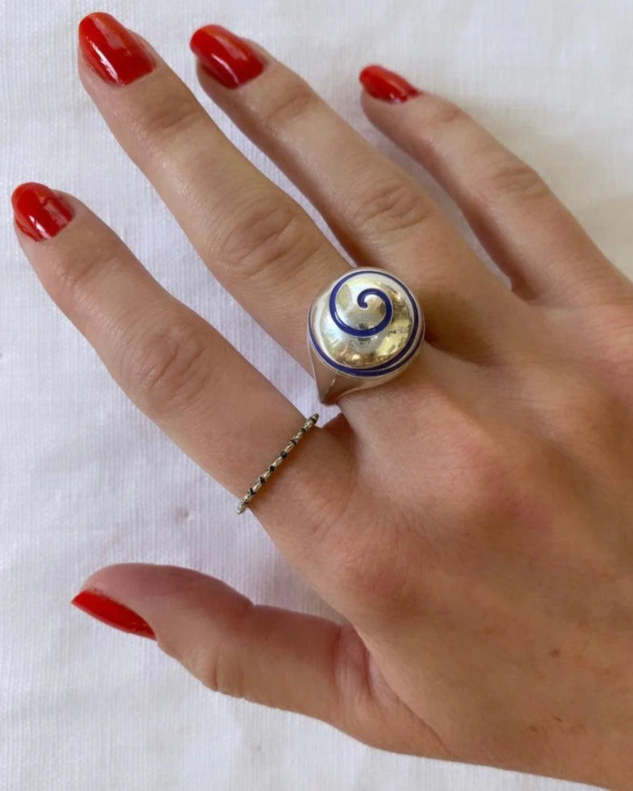 Swirl Pillbox Ring, Silver by Monbouquette - At Present Jewelry