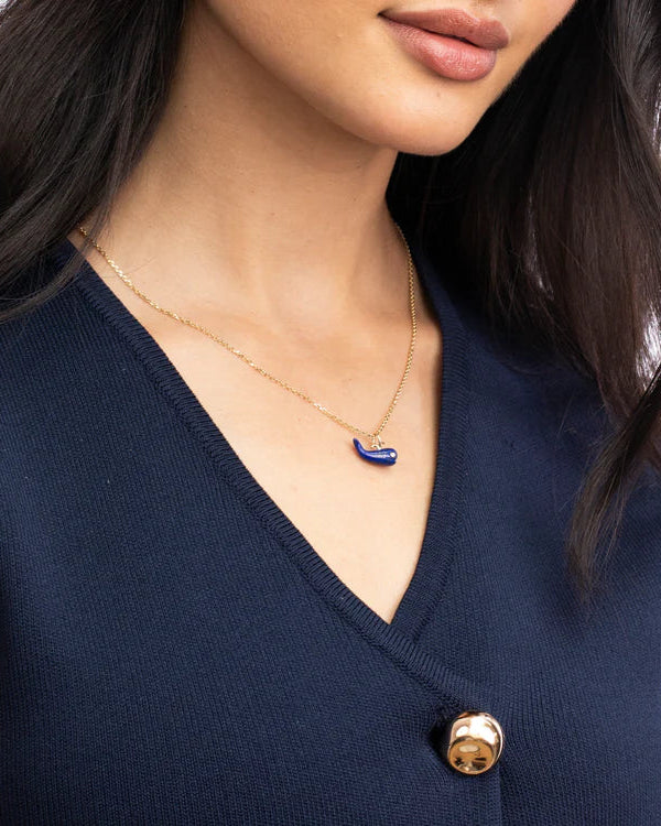 Lapis Migrating Whale Charm by Ariel Gordon Jewelry - At Present Jewelry