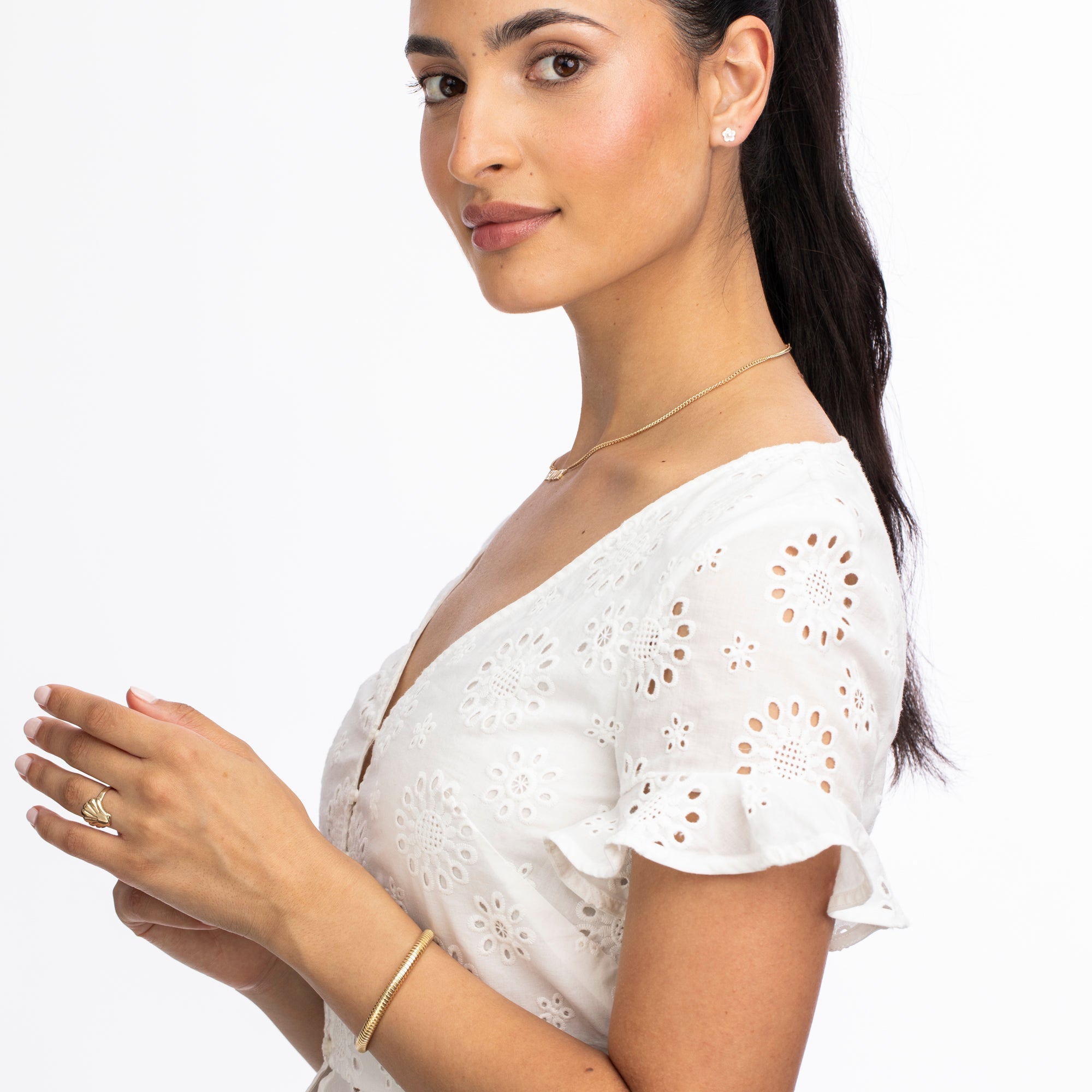 Diamond Blossom Mother of Pearl Studs - At Present Jewelry