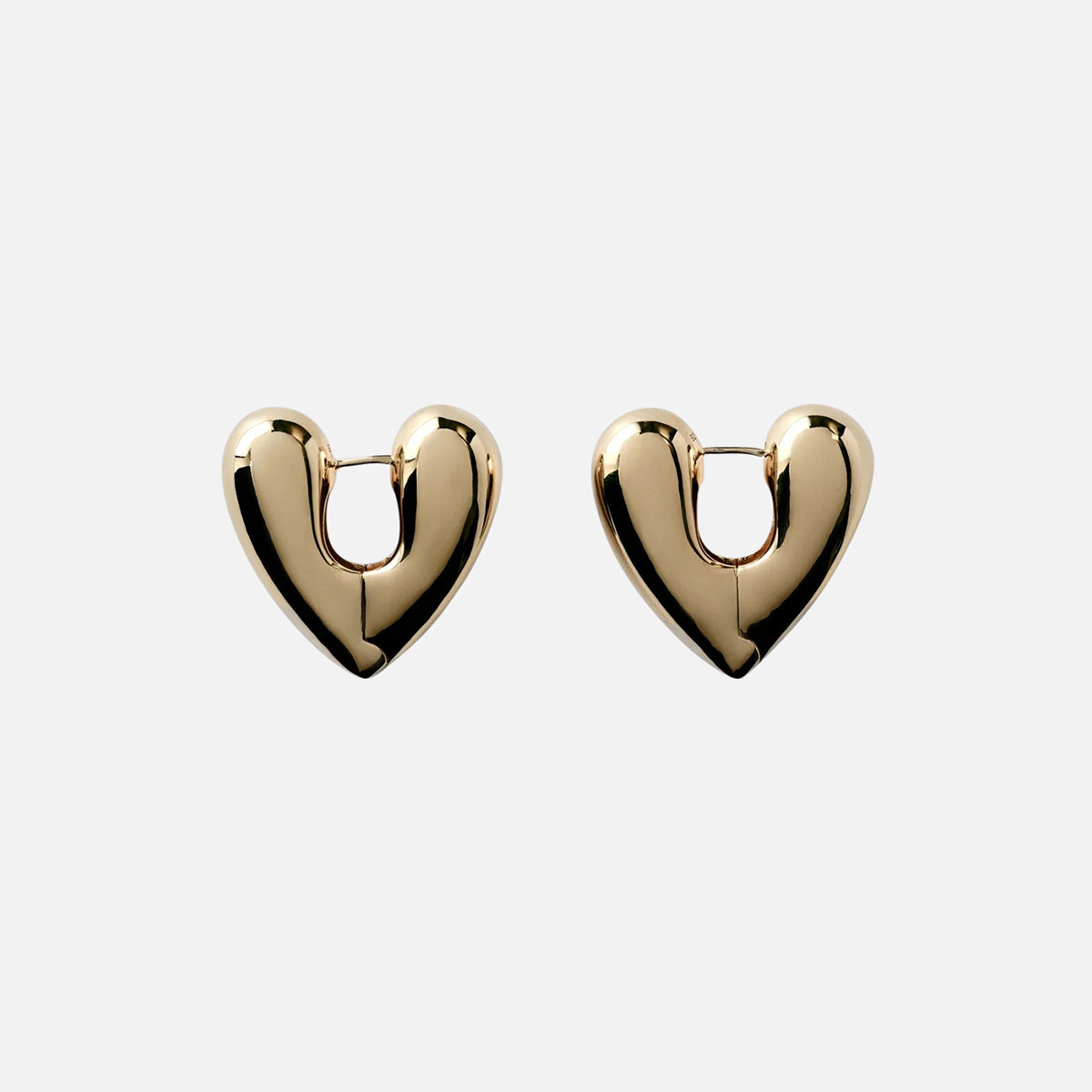 Gold Plated Heart Hoops, Large