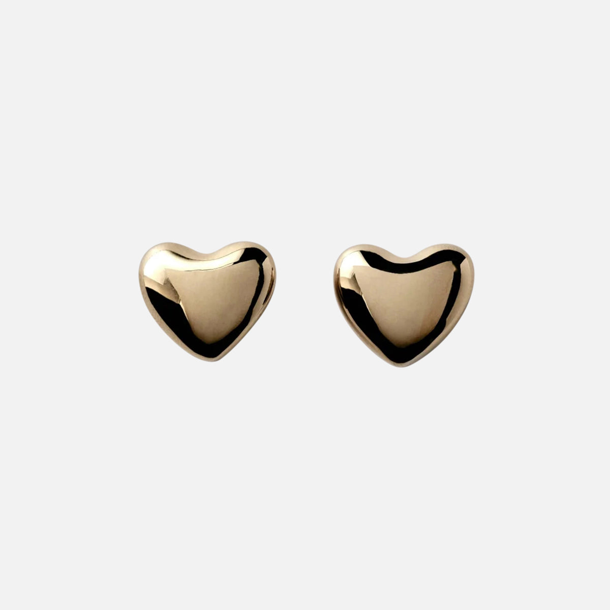 Gold Plated Voluptuous Heart Earrings, Small