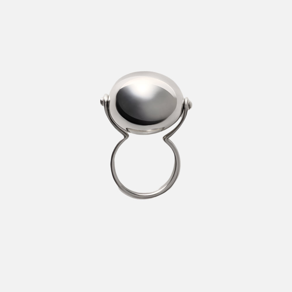 Large Ellipse Ring, Silver by Annika Inez - At Present Jewelry