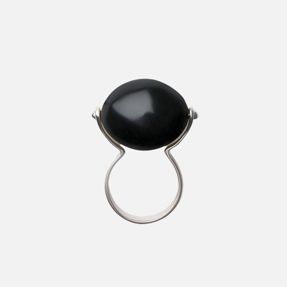 Large Stone Ellipse Ring, Black by Annika Inez - At Present Jewelry