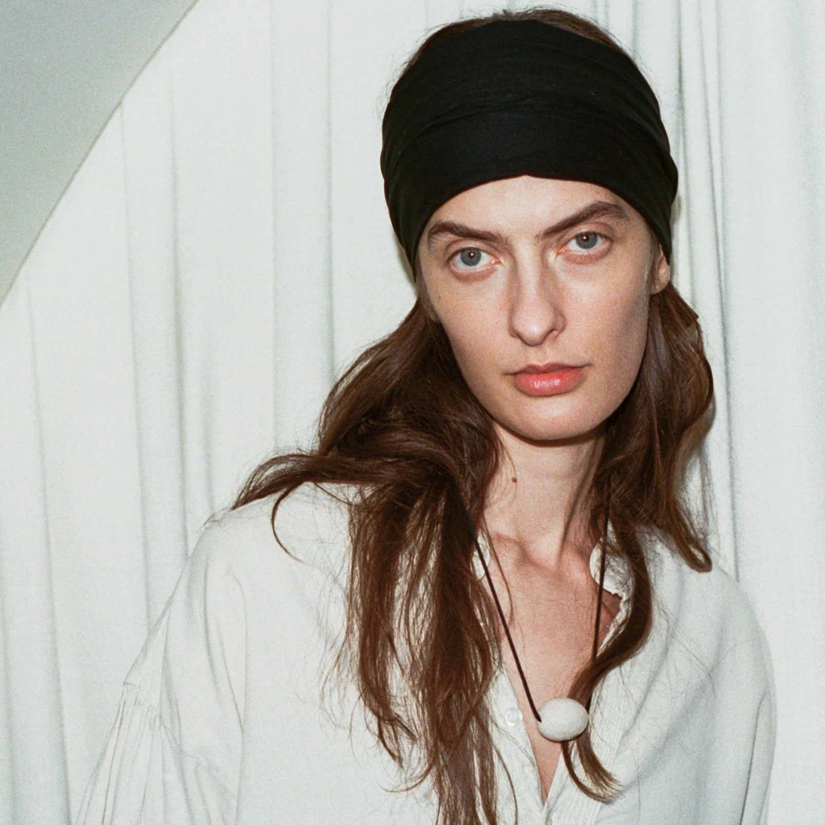 Large Stone Ellipse Necklace, White by Annika Inez - At Present Jewelry