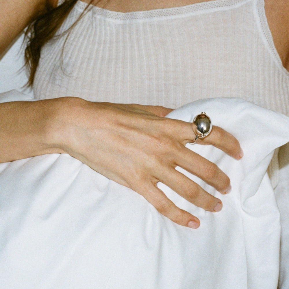 Large Ellipse Ring, Silver by Annika Inez - At Present Jewelry