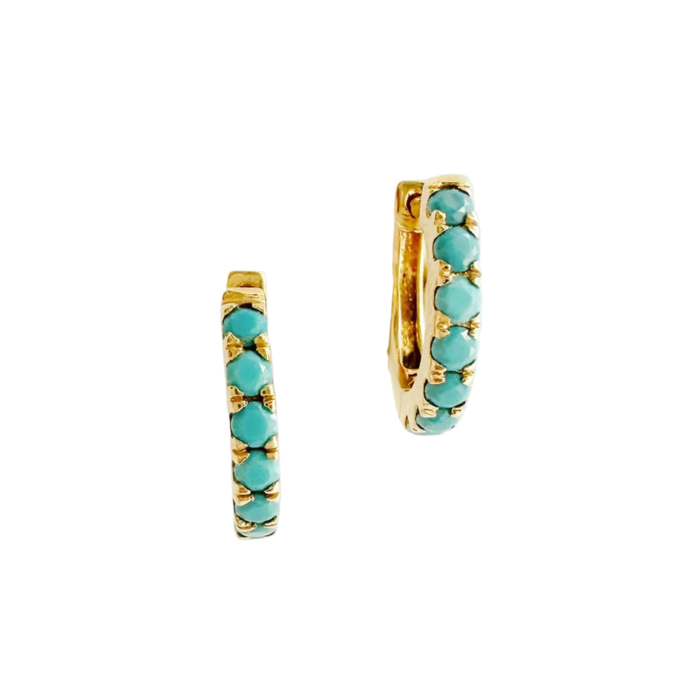 Turquoise Huggies by Rebecca Pinto - At Present Jewelry