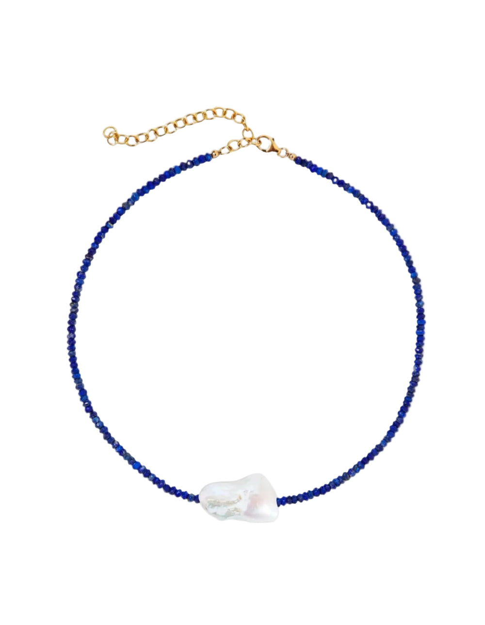 Lapis Single Baroque Pearl Gemstone Necklace by Joie DiGiovanni - At Present Jewelry