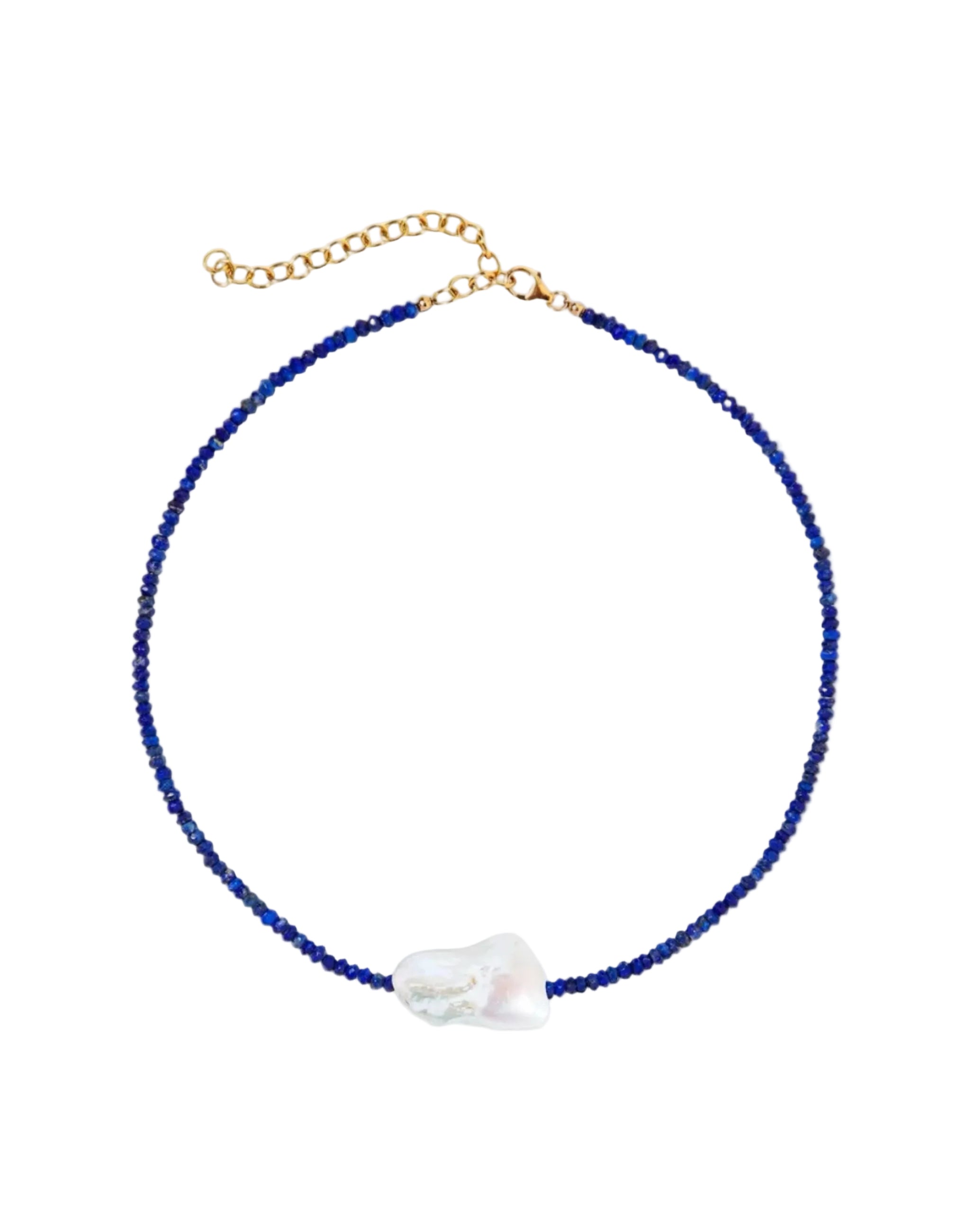 Lapis Single Baroque Pearl Gemstone Necklace by Joie DiGiovanni - At Present Jewelry