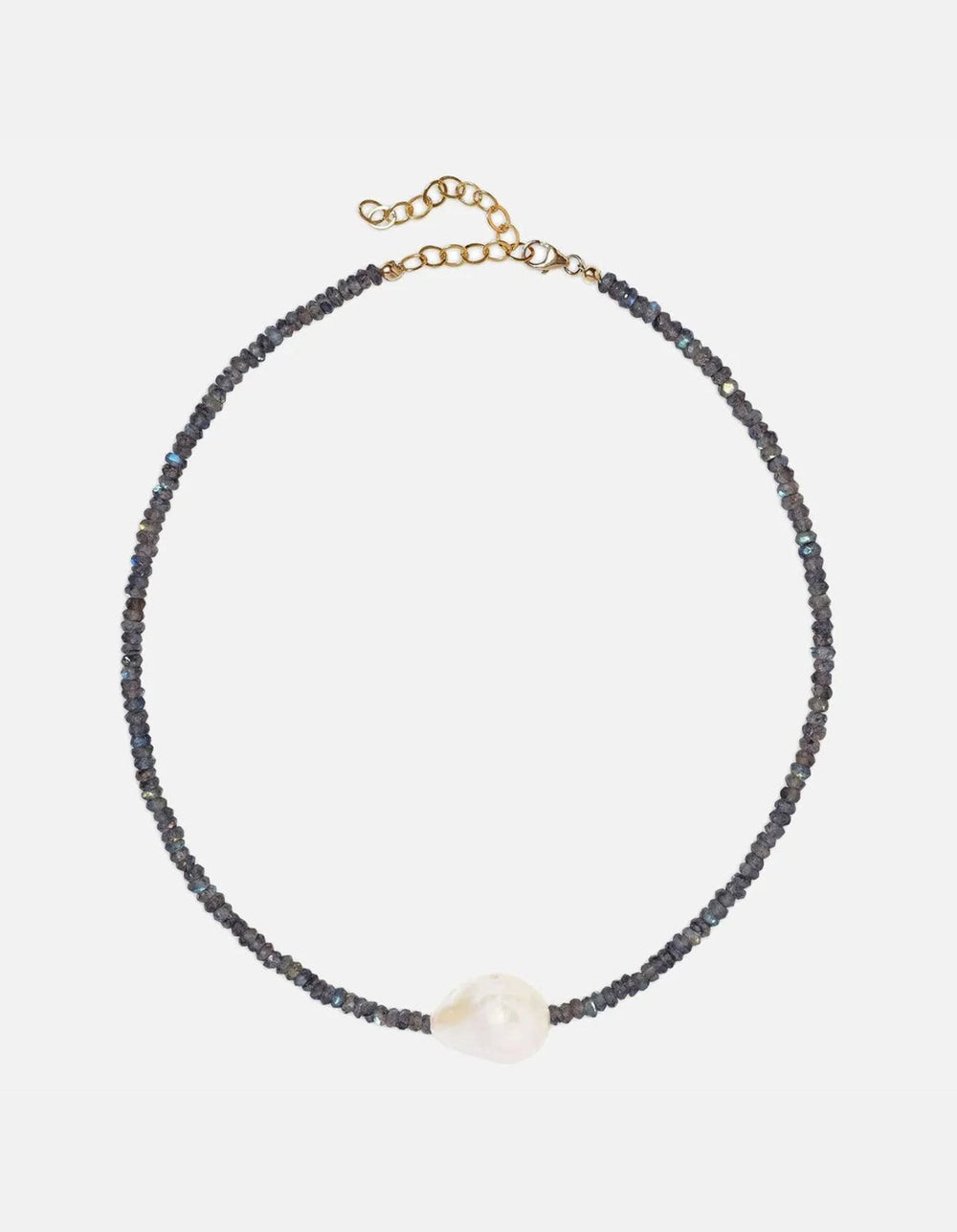 Labradorite Single Baroque Pearl Gemstone Necklace by Joie DiGiovanni - At Present Jewelry