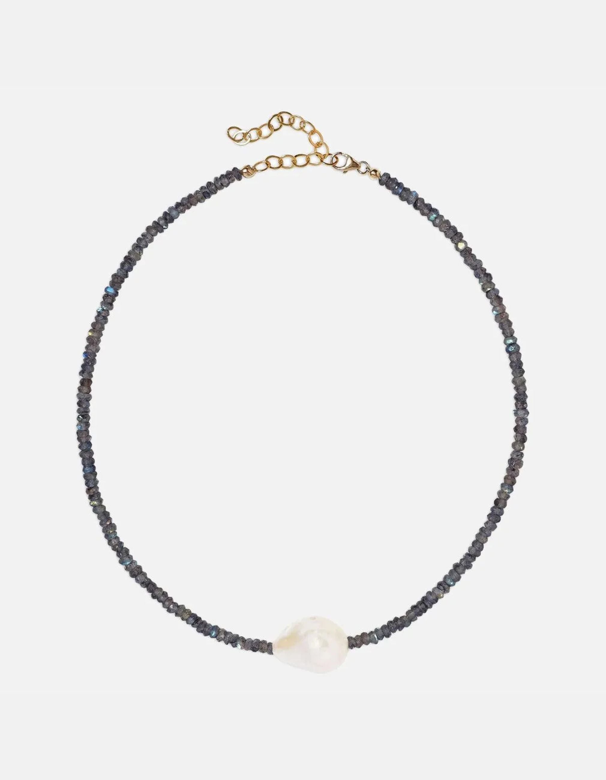 Labradorite Single Baroque Pearl Gemstone Necklace by Joie DiGiovanni - At Present Jewelry