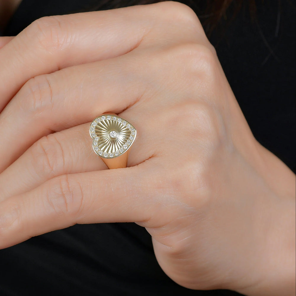 Cassandane Diamond Heart Signet Ring by Lionheart - At Present Jewelry