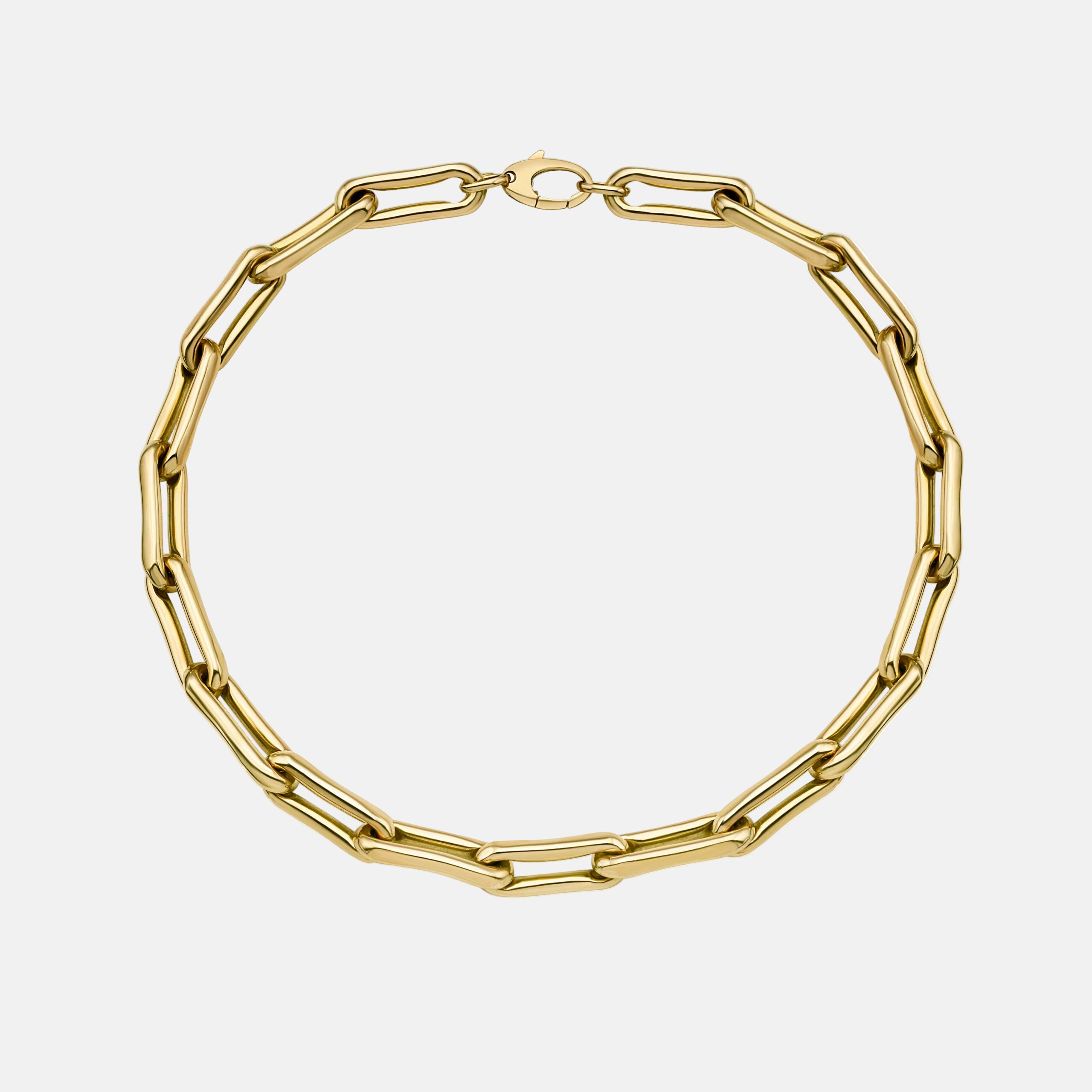Milano Large Elongated Chunky Pinched Link Gold Chain by Lionheart - At Present Jewelry