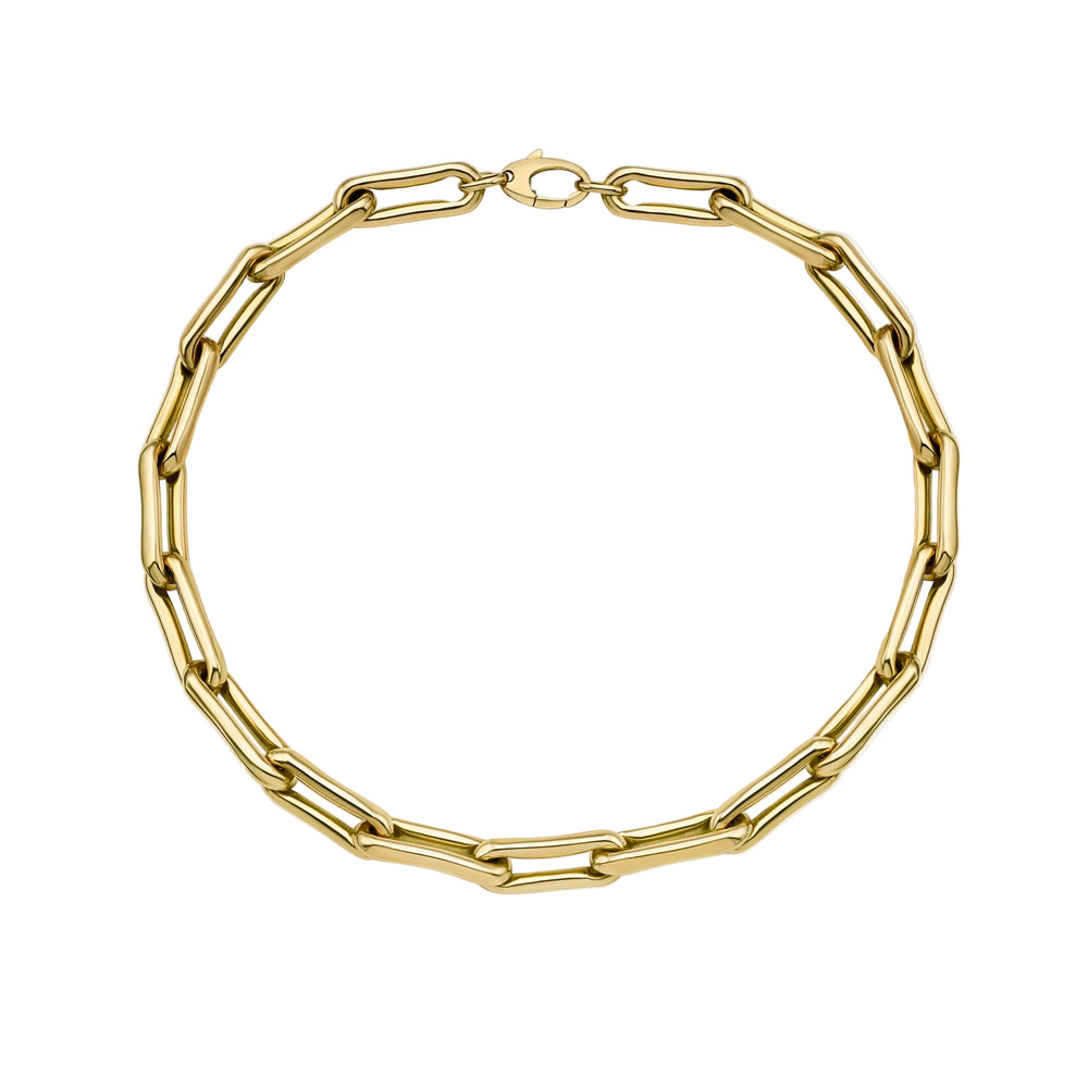 Milano Large Elongated Chunky Pinched Link Gold Chain by Lionheart - At Present Jewelry