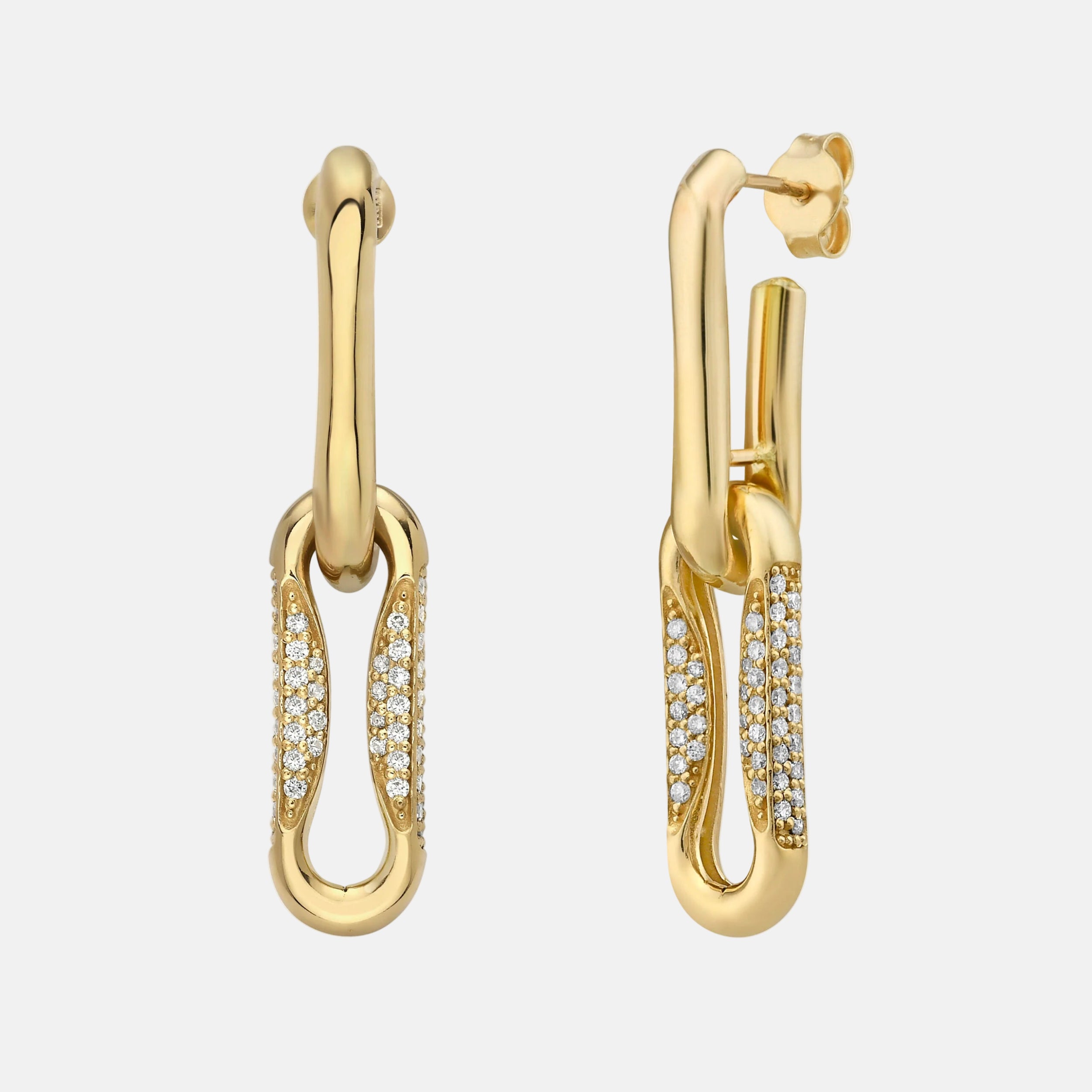 Milano Pinched Link Drop Earrings With Diamonds by Lionheart - At Present Jewelry
