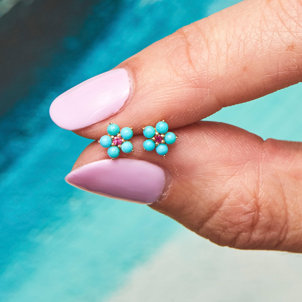 Turquoise and Tourmaline Aurora Studs by Ariel Gordon Jewelry - At Present Jewelry