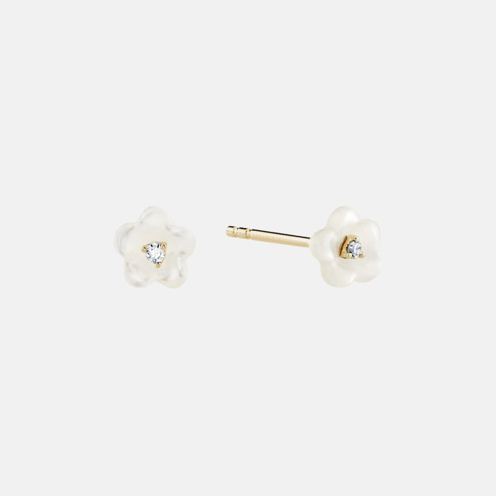 Diamond Blossom Mother of Pearl Studs - At Present Jewelry