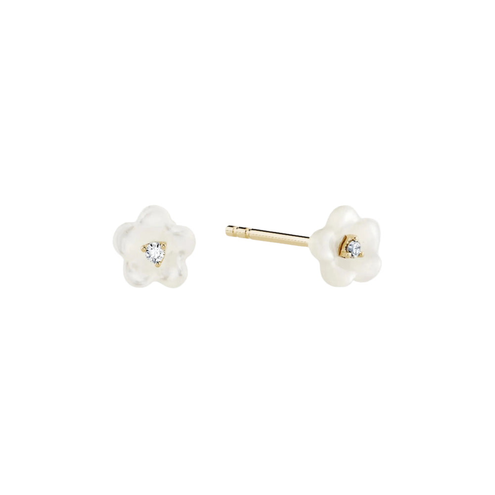 Diamond Blossom Mother of Pearl Studs - At Present Jewelry