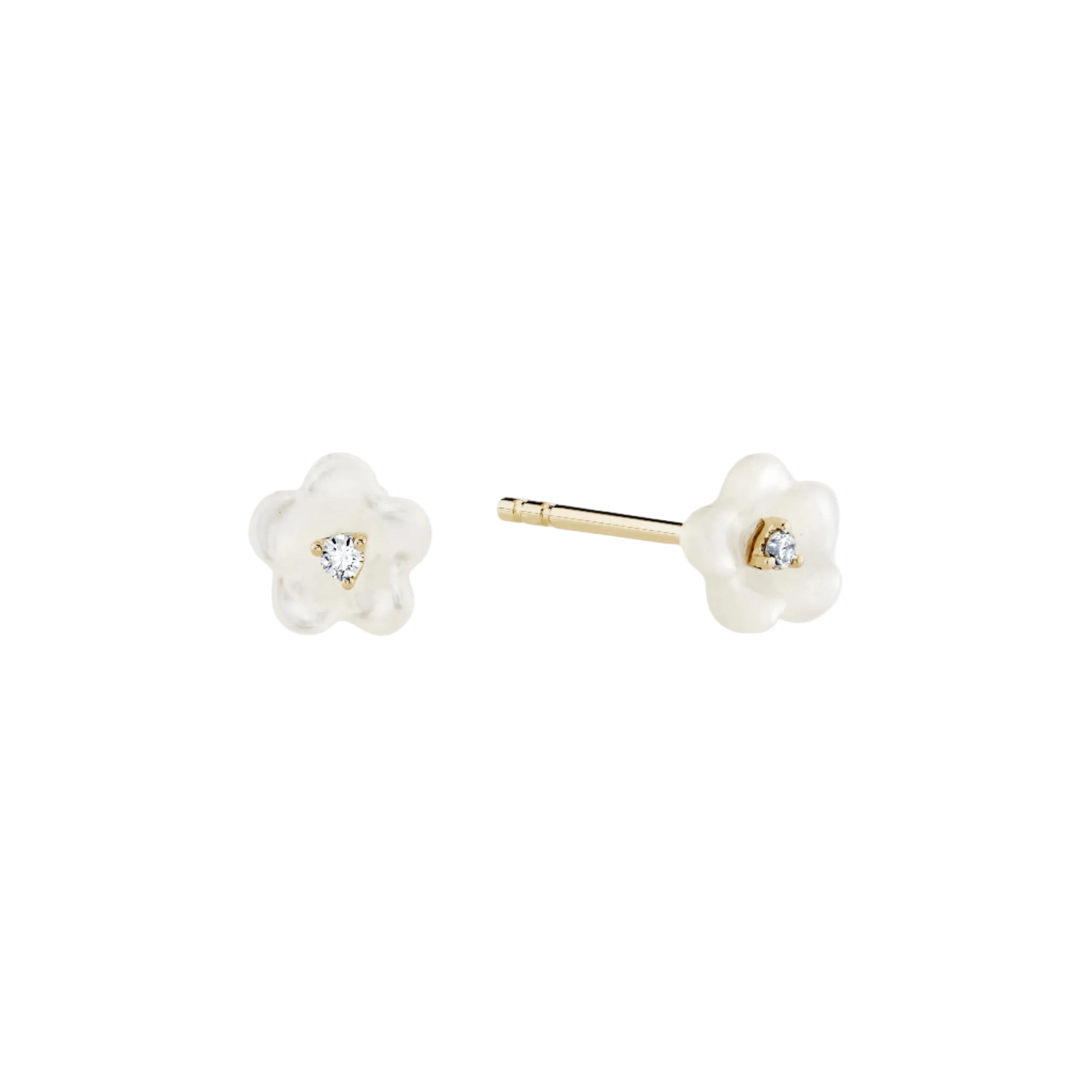Diamond Blossom Mother of Pearl Studs - At Present Jewelry