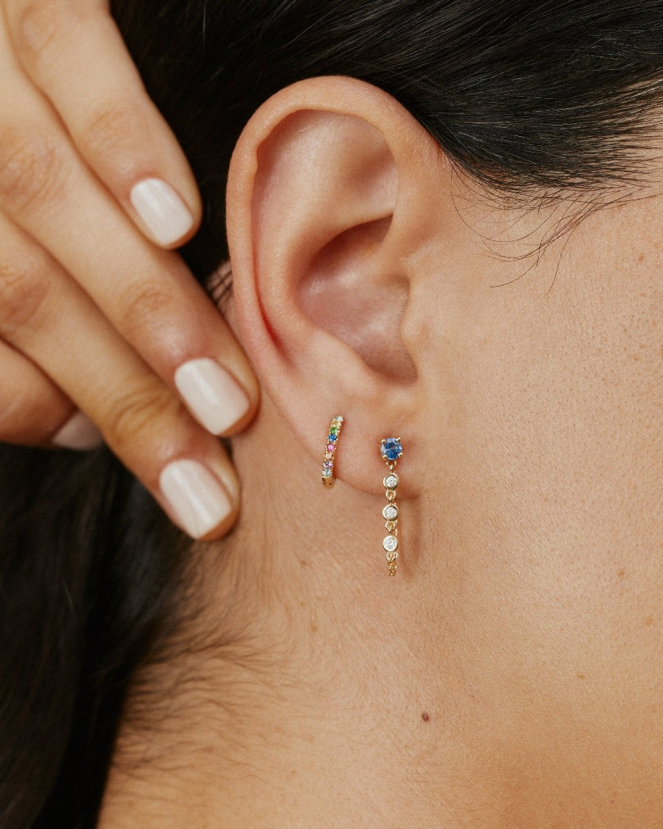 Gemstone Stud with Diamond Chain by Eriness - At Present Jewelry