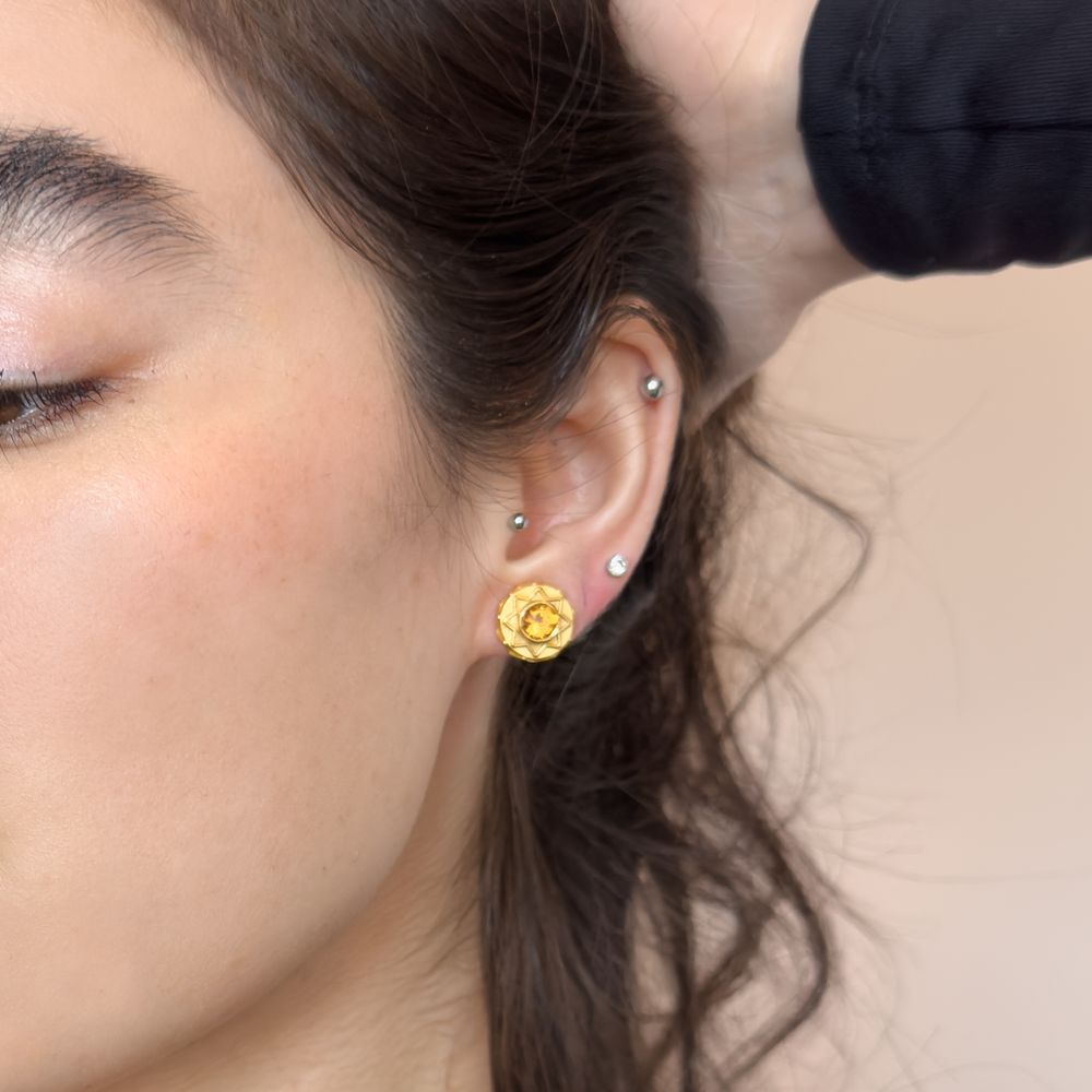 Eli Stud Earrings, Citrine by ELIBURCH - At Present Jewelry