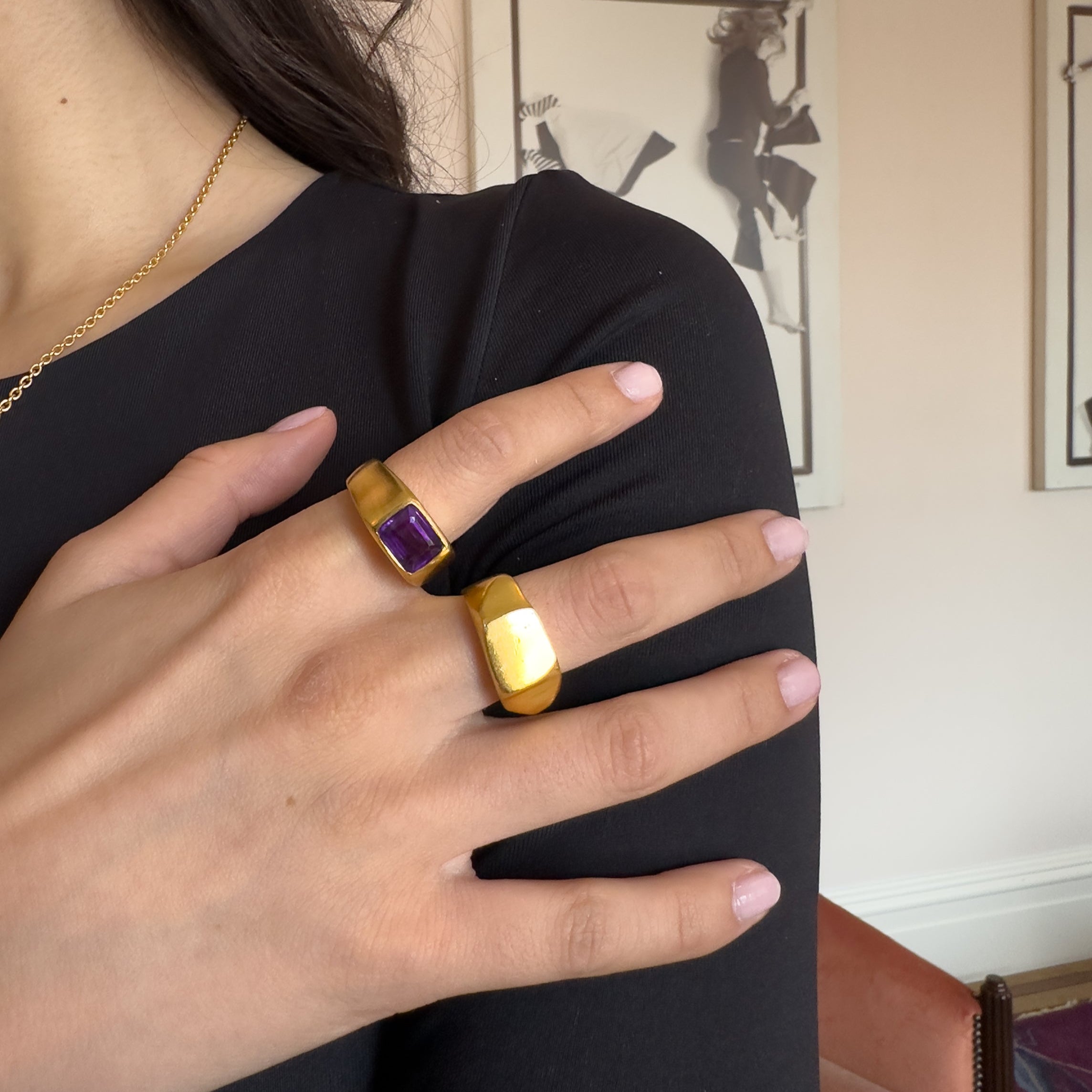 Organic Scraped Signet, Gold by ELIBURCH - At Present Jewelry